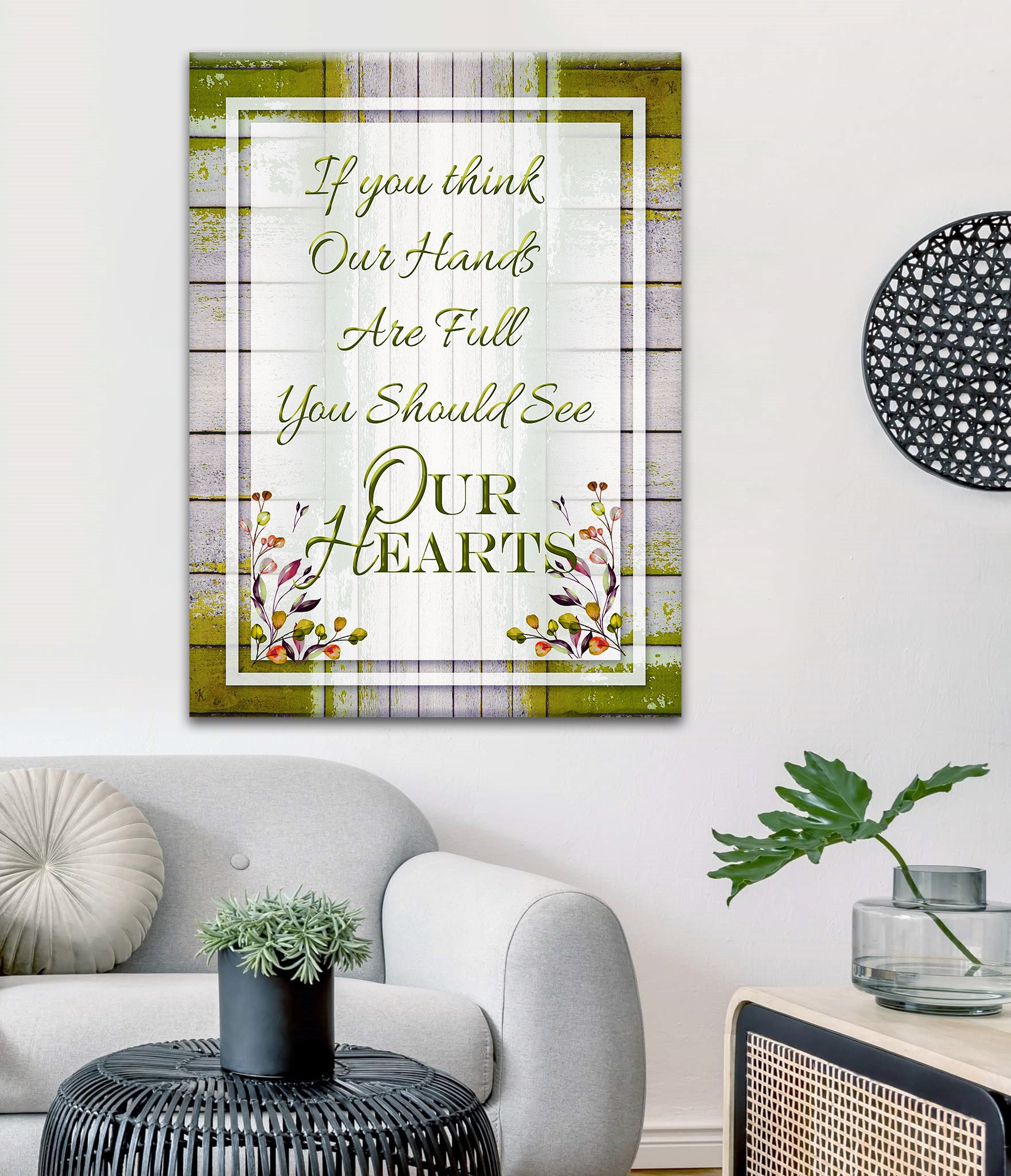 Hot Deal! High - quality Wood - framed Home Wall Art 'If You Think Our Hands Are Full V3' Ready To Hang