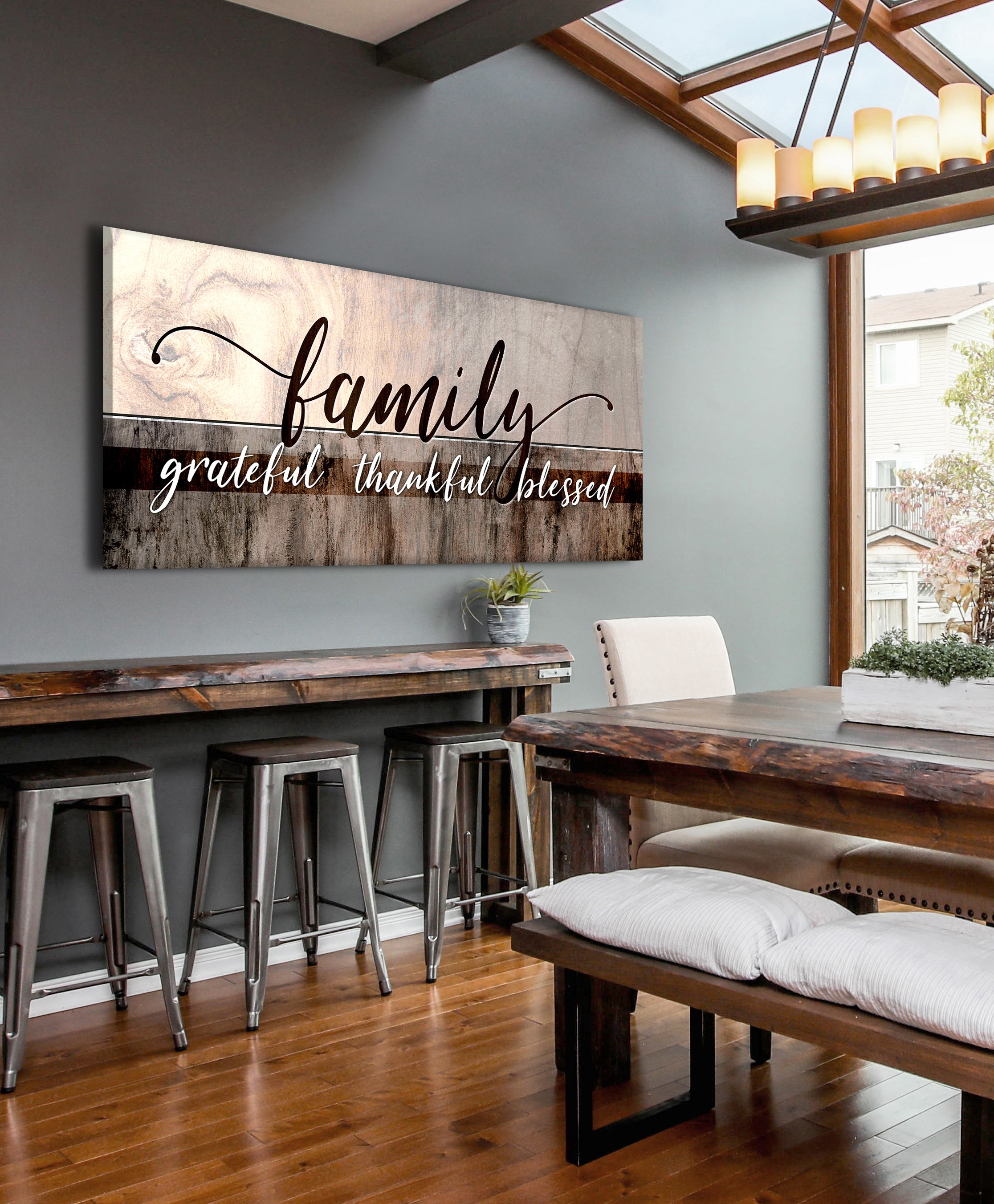 Exclusive Family Wall Art: 'Grateful, Thankful, Blessed' in Wood Frame - Ready to Hang! Buy 2 Save 20%