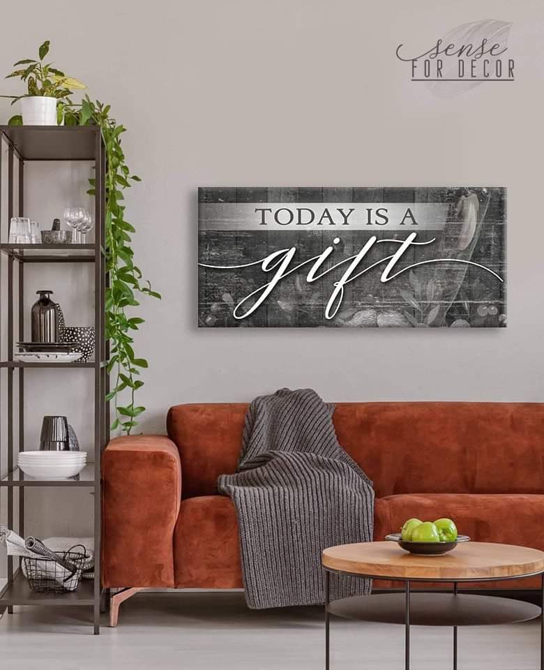 Hot! Christian Wall Art - 'Today is a Gift V3' with Wood Frame, Ready to Hang