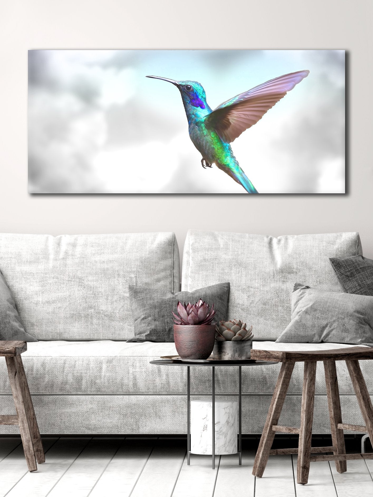 Ready-to-Hang Humming Bird Wall Art with Wood Frame