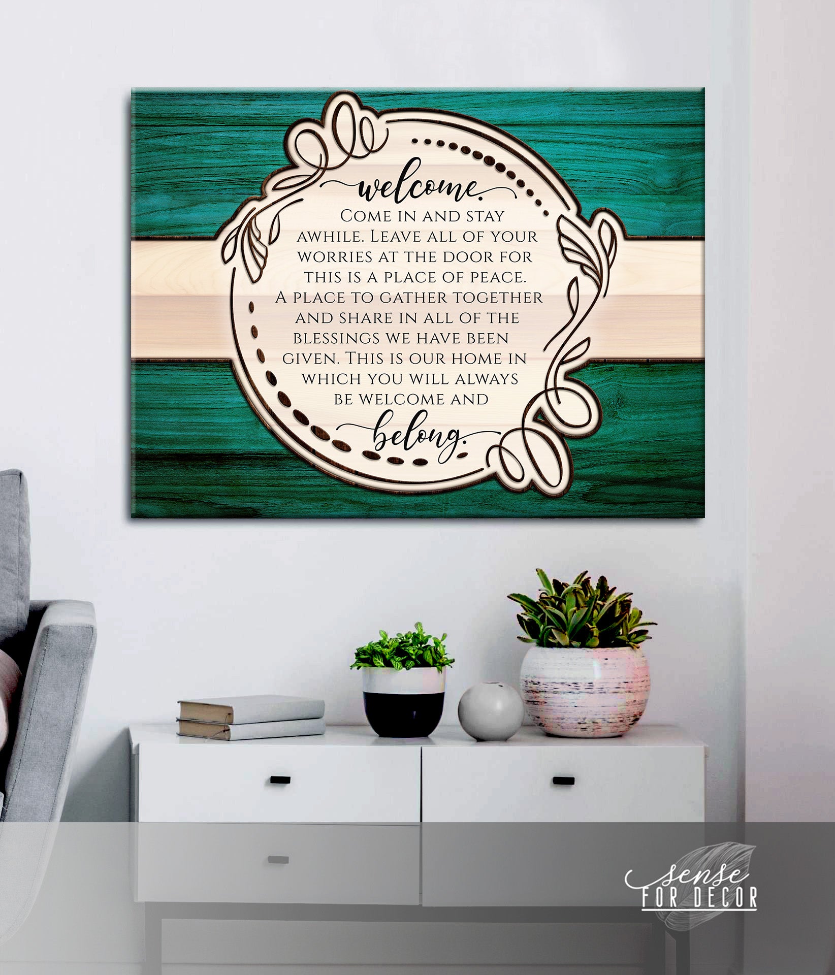 Exclusive Home Wall Art - 'Welcome Belong' with Wood Frame, Ready to Hang! Buy 2, Save 20%