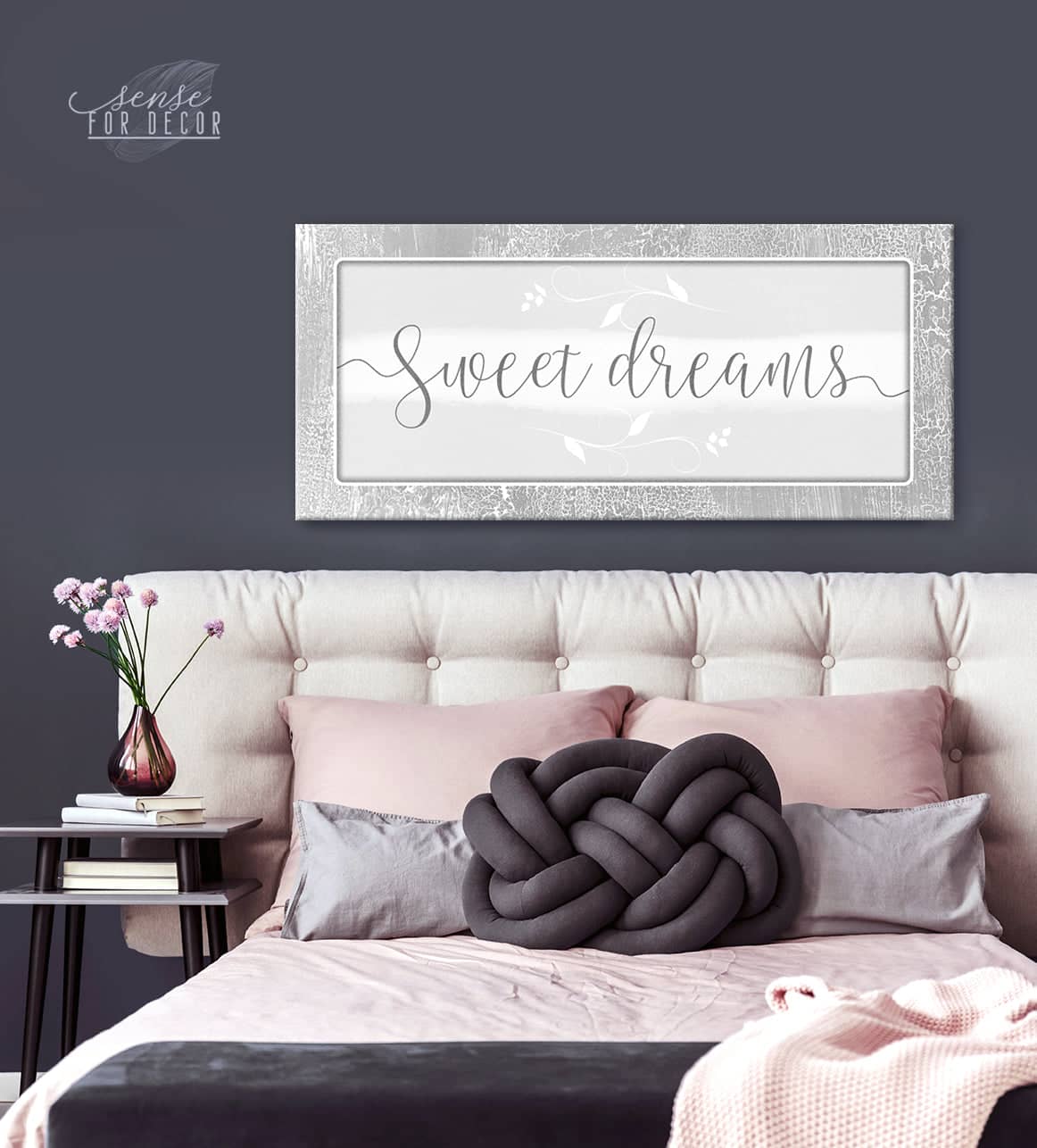 Exclusive Bedroom Wall Art - Sweet Dreams V8 with Wood Frame, Ready to Hang! Buy 2, Save 20%