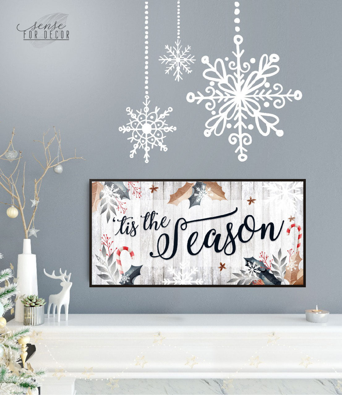 High - Quality 'Tis The Season Holiday Wall Art with Wood Frame, Ready to Hang