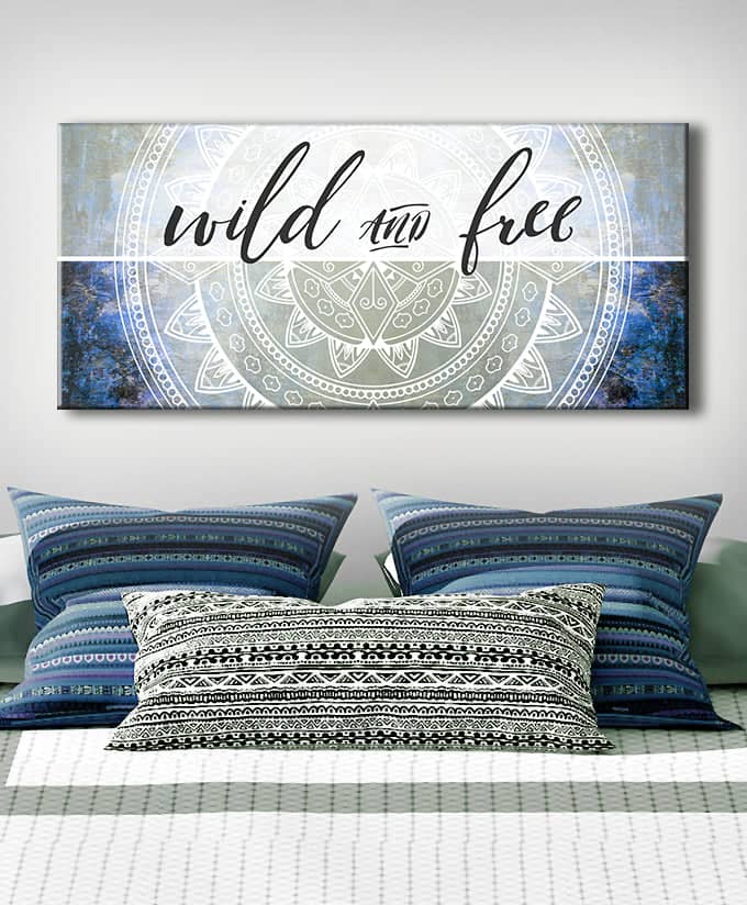 Hot Deal! High - quality Bedroom Wall Art - Wild & Free V4 with Wood Frame, Ready to Hang