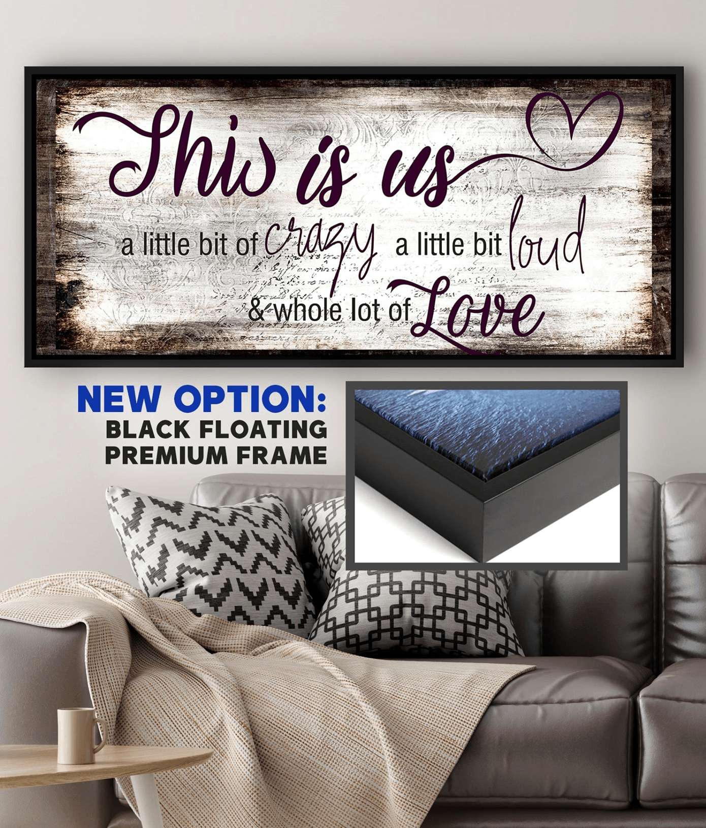 Hot Deal! Family Wall Art - 'This Is Us A Little Crazy V2' with Wood Frame, Ready to Hang