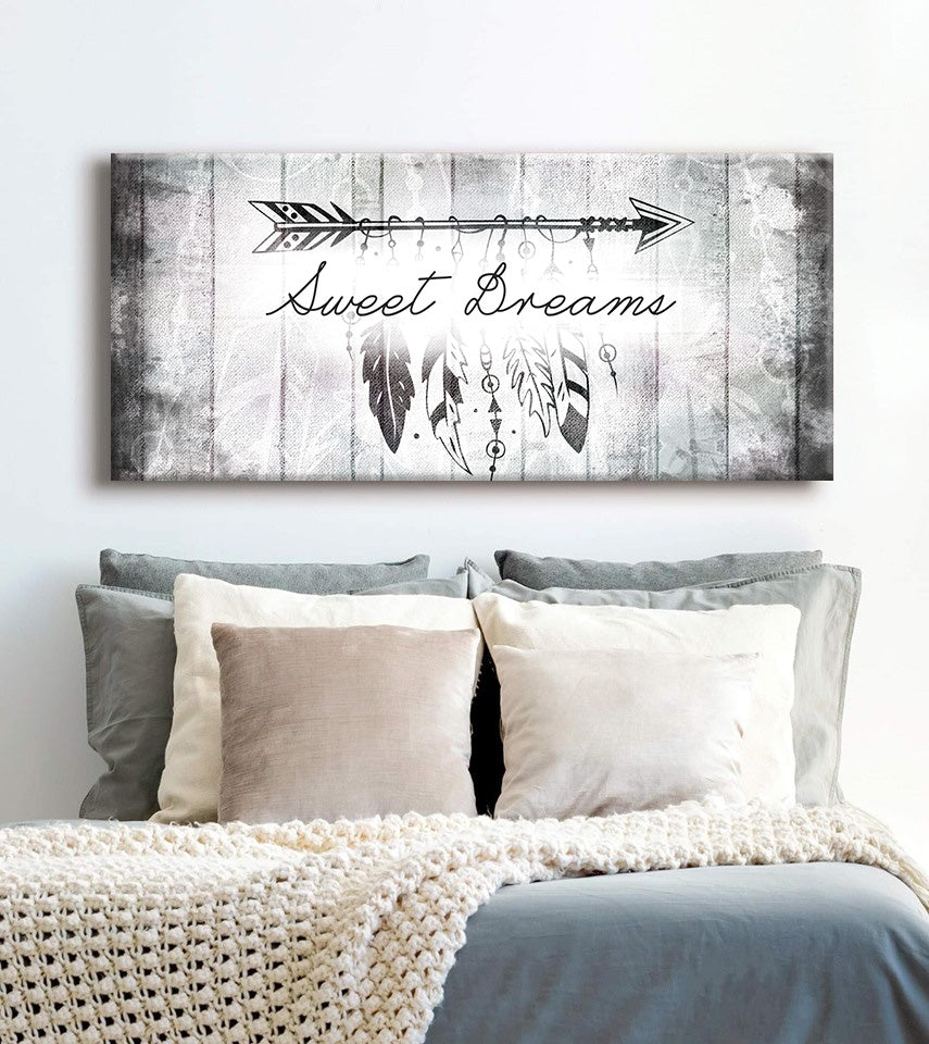 Boho Home Wall Art: Sweet Dreams with Wood Frame, Ready to Hang - Buy 2 Save 20%