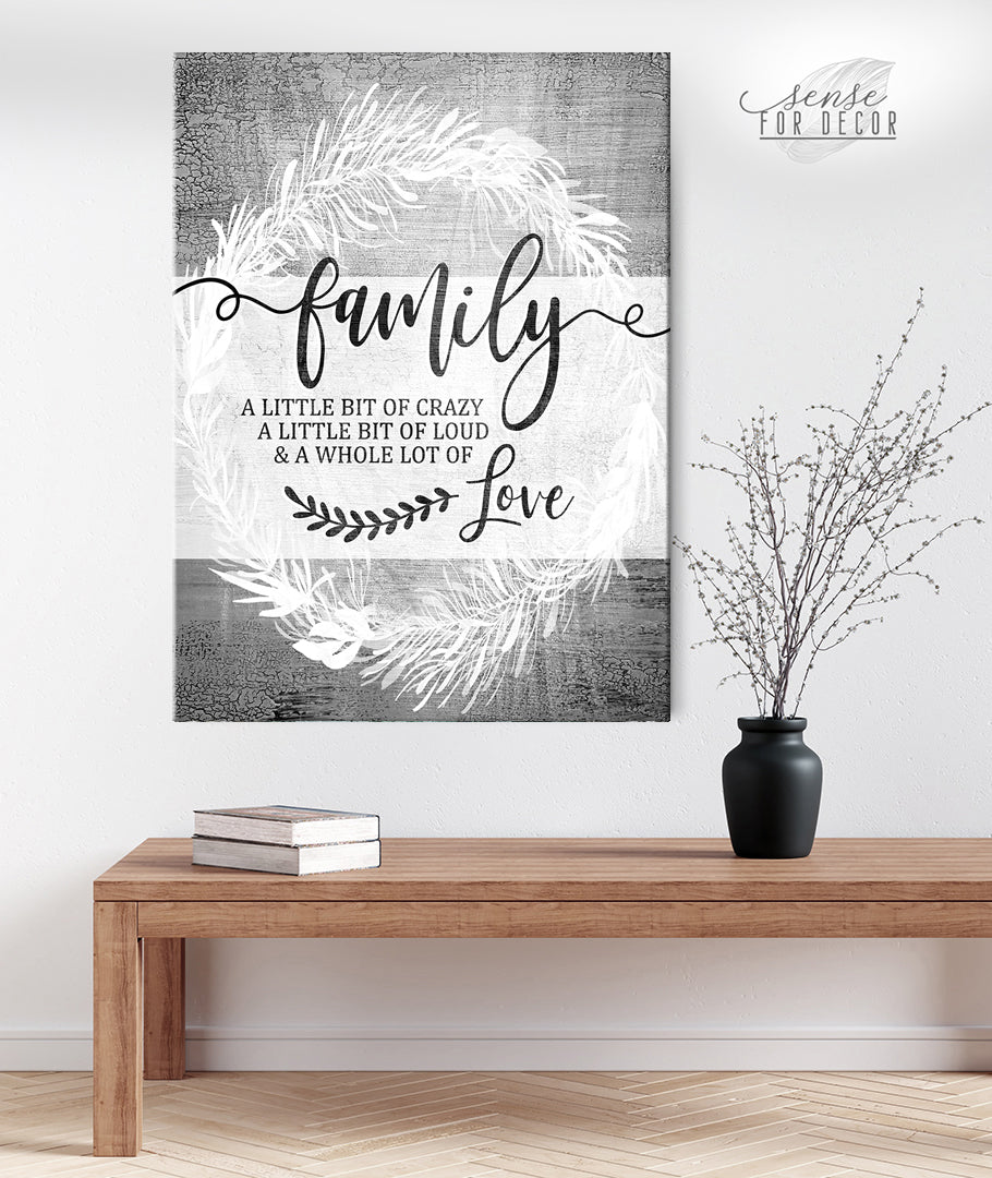 High - quality Wood - framed Family Wall Art: A Bit of Crazy V13, Ready to Hang