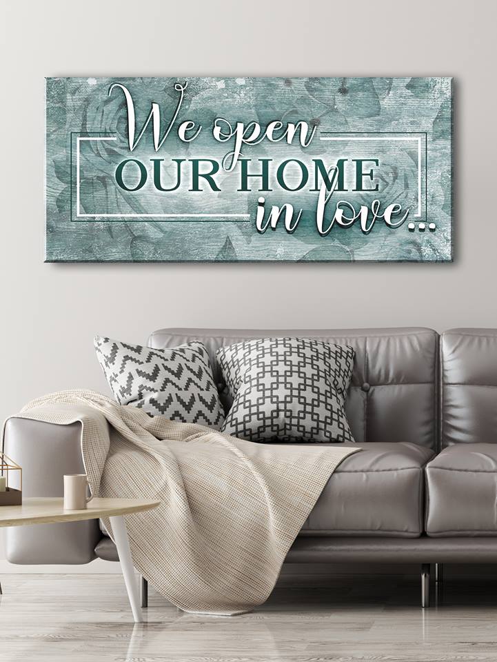 High - Quality Wood - Framed Wall Art: 'We Open Our Home In Love' Ready To Hang