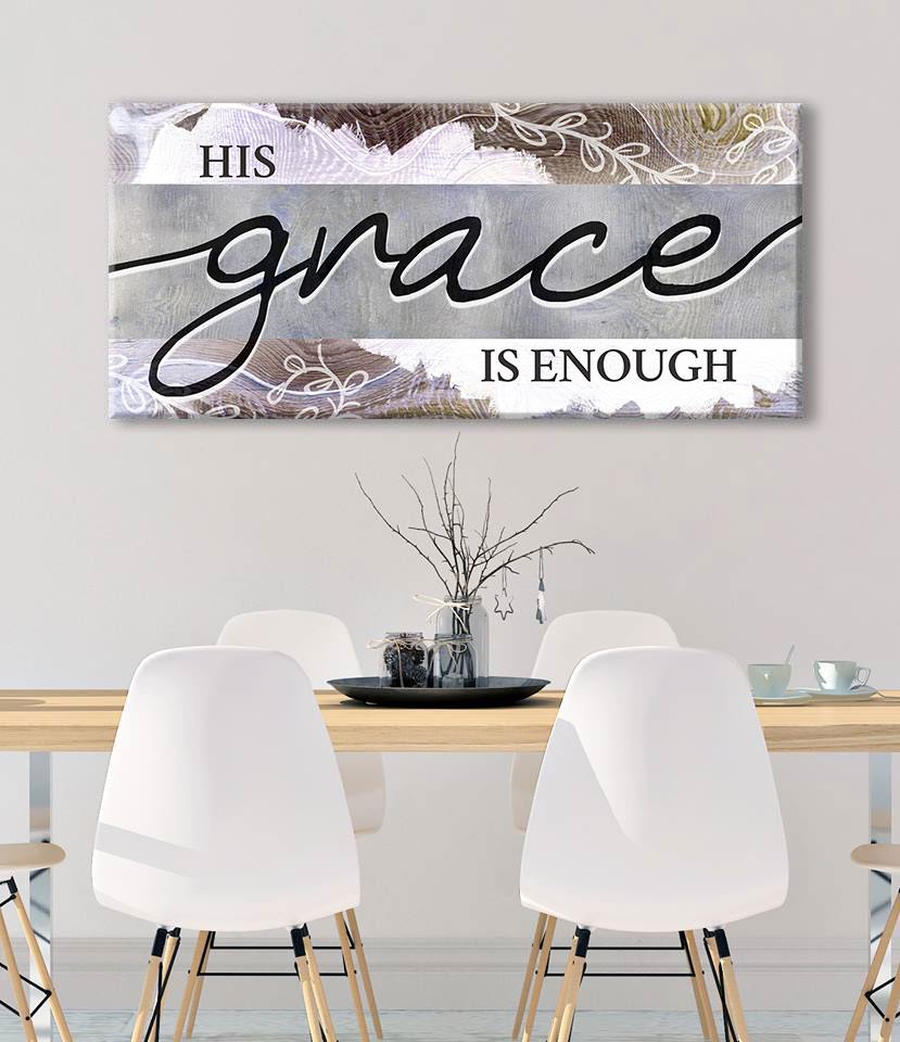 Hot Deal! Christian Wall Art - 'His Grace Is Enough V4' with Wood Frame, Ready to Hang