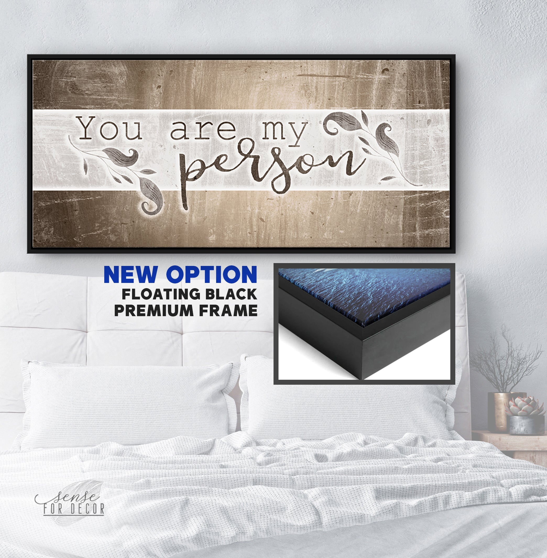 Hot! Couples Wall Art - 'You are My Person' V2 with Wood Frame, Ready to Hang