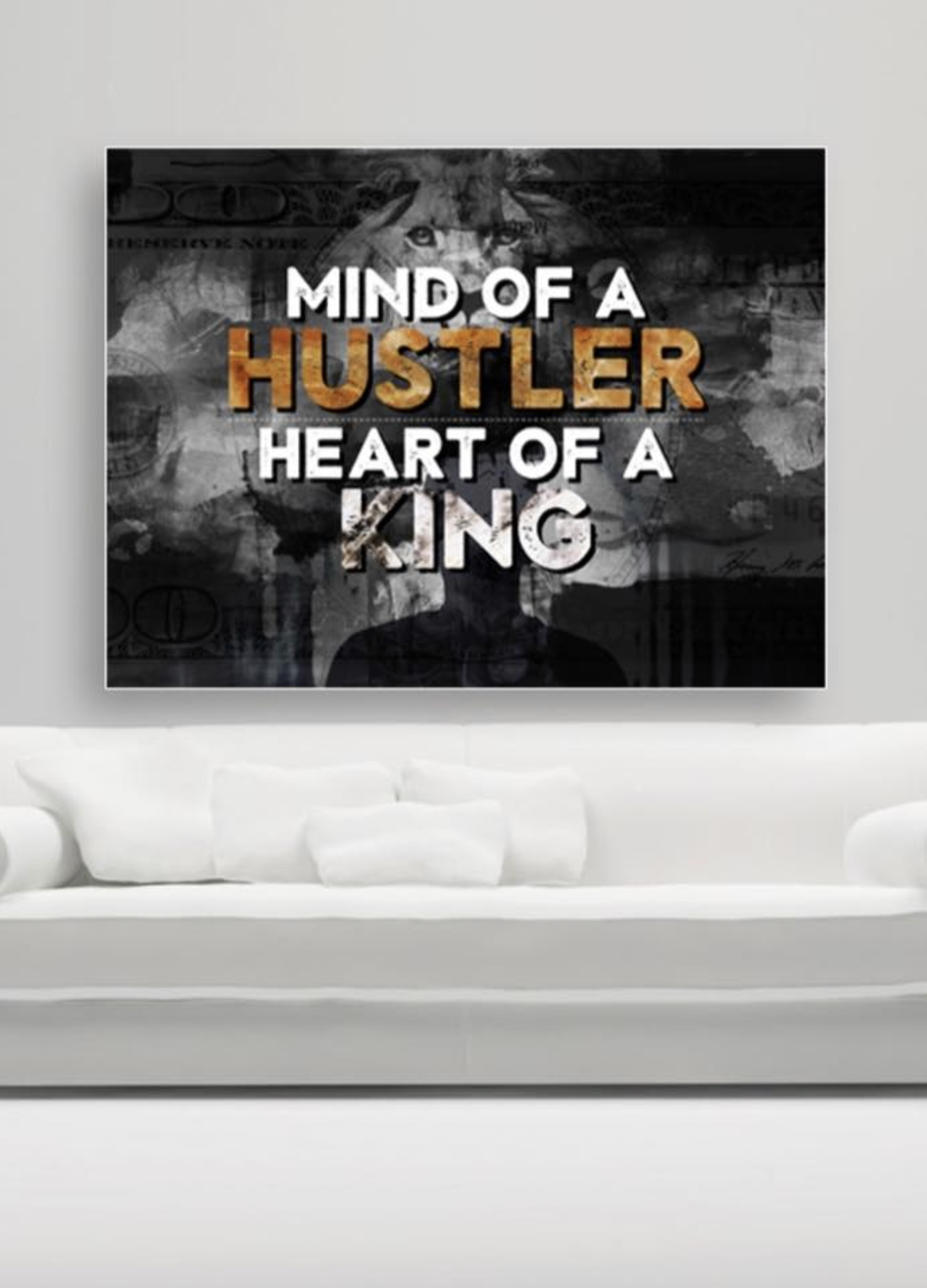 Exclusive Business Wall Art: Heart Of A King Hustle (Wood Frame, Ready To Hang) - Buy 2, Save 20%