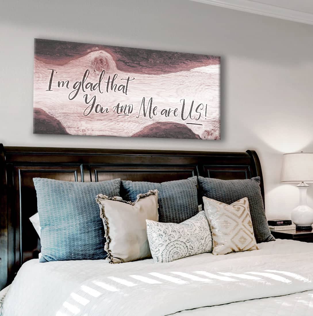 Ready-to-Hang Bedroom Wall Art: I'm Glad We're Together (Wood Frame)