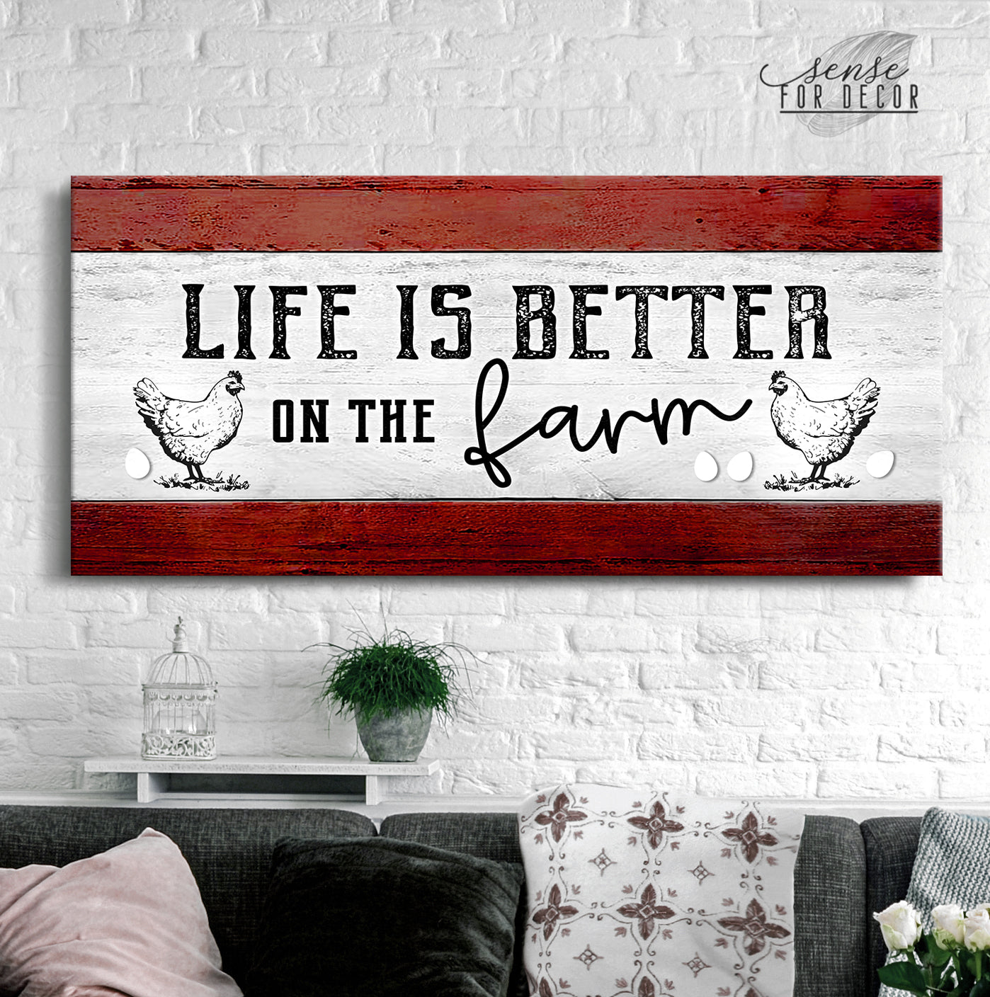 High - Quality Wood - Framed Farm Wall Art: Life's Better on the Farm V2 (Ready To Hang)
