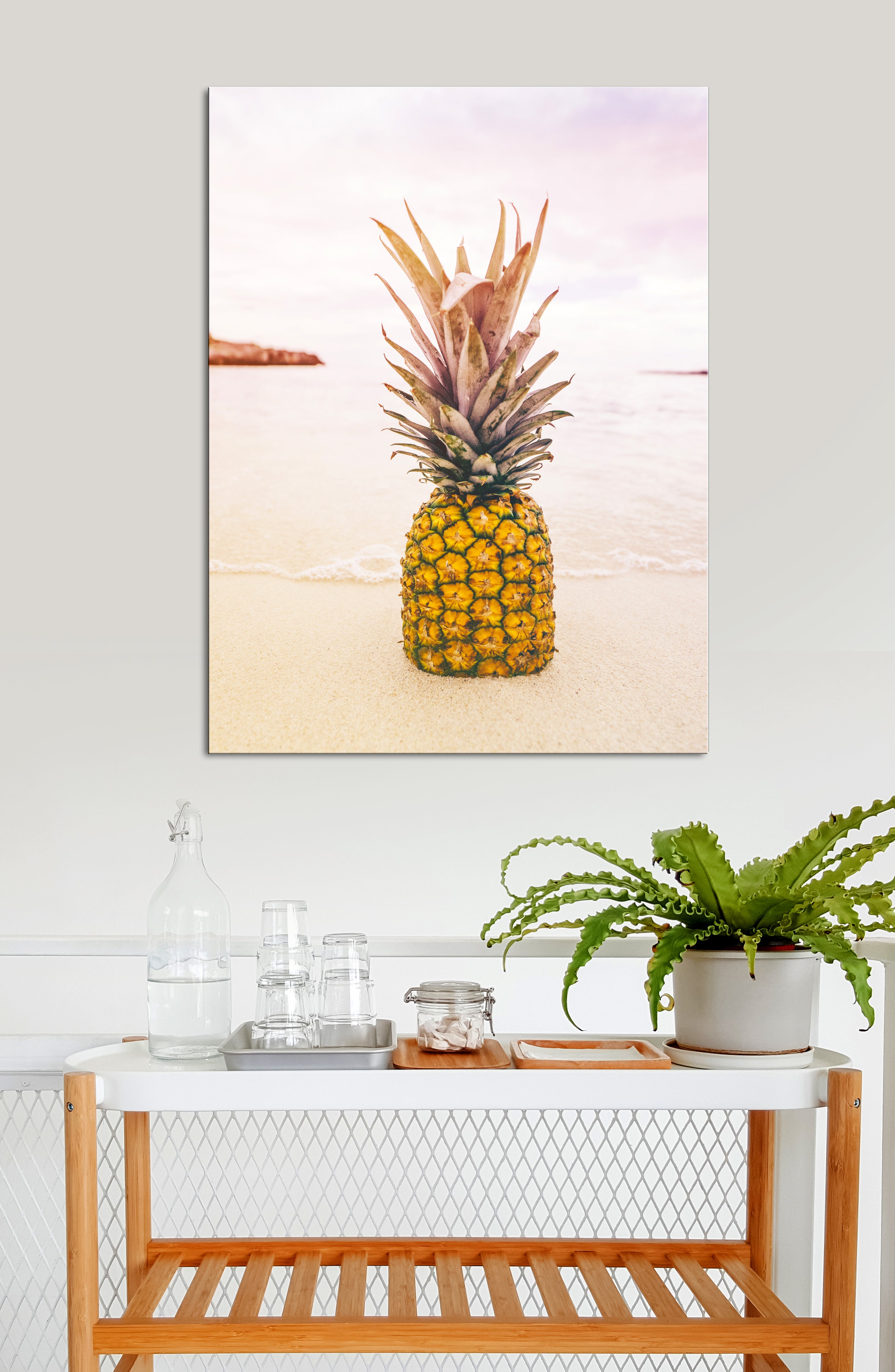 Limited-Time Offer! High-Quality Pineapple Wall Art with Beach Colors and Wood Frame, Ready to Hang