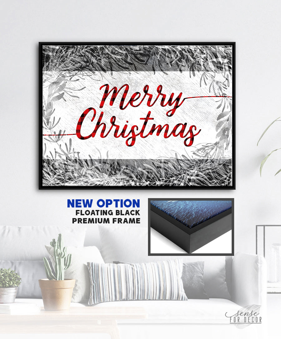 Hot! Merry Christmas Plaid Wall Art with Wood Frame, Ready to Hang
