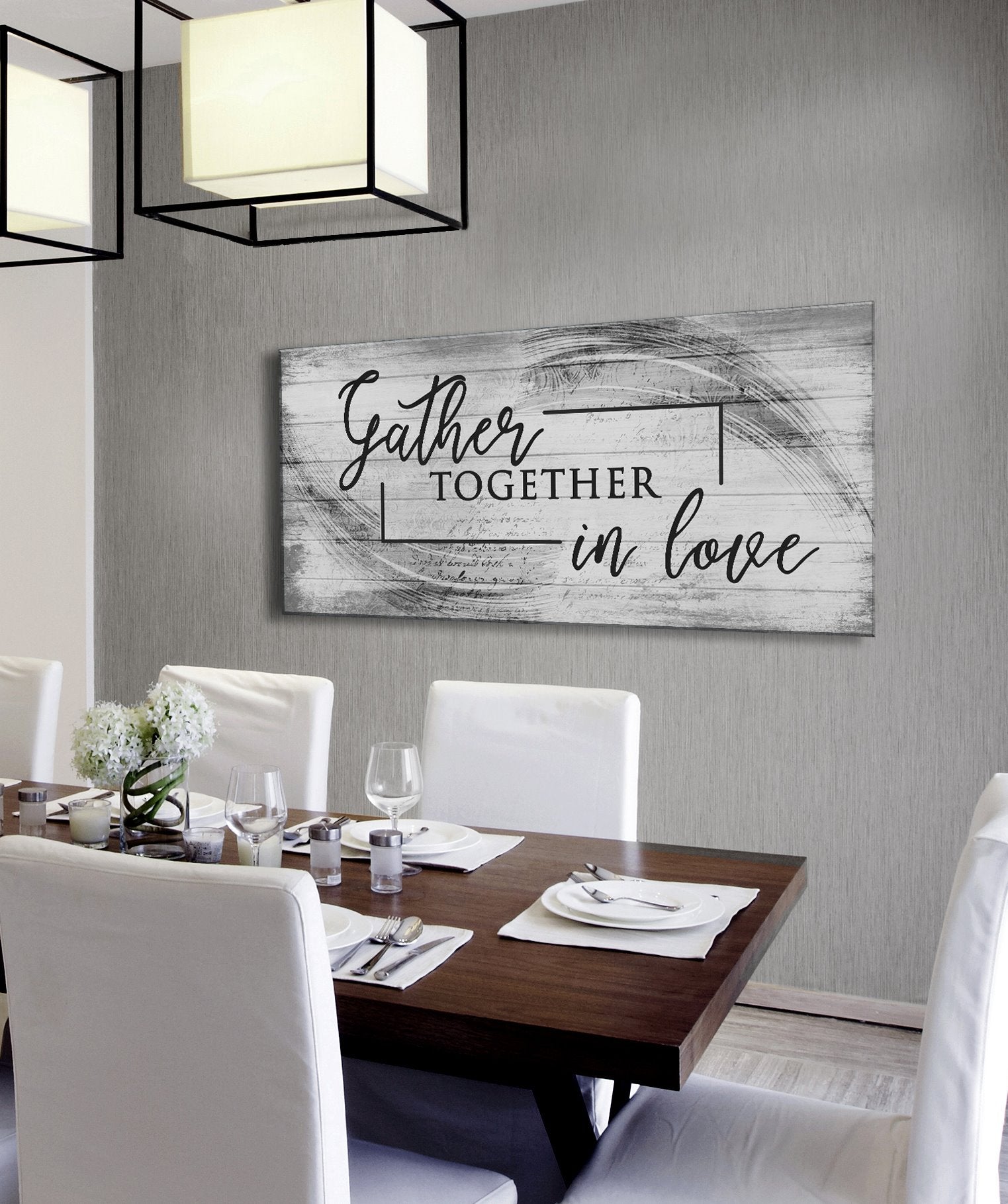 High - Quality Wood - Framed Home Wall Art: Gather in Love, Ready to Hang