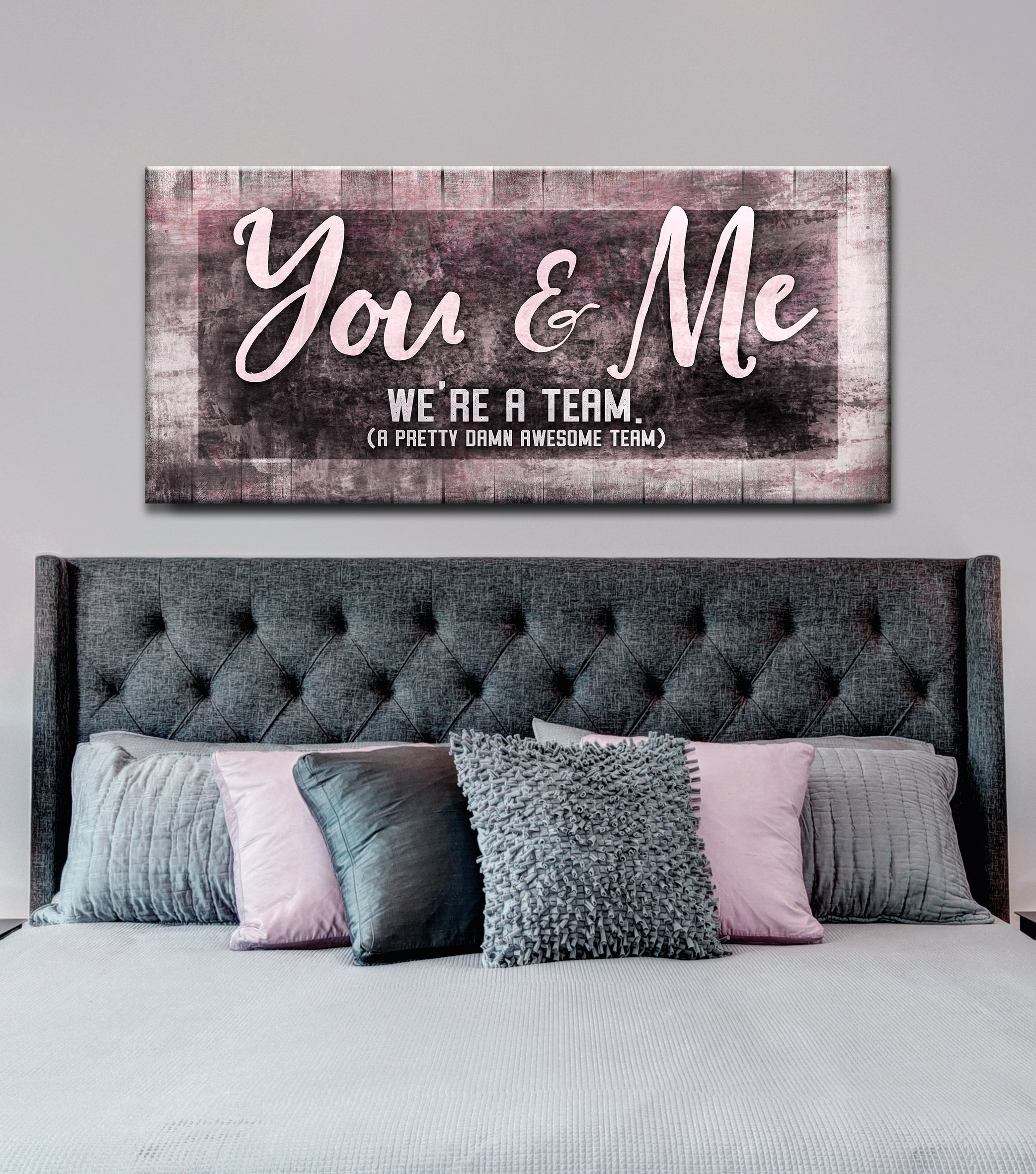 High - Quality Couples Wall Art: 'You & Me, A Perfect Team' with Wood Frame, Ready to Hang
