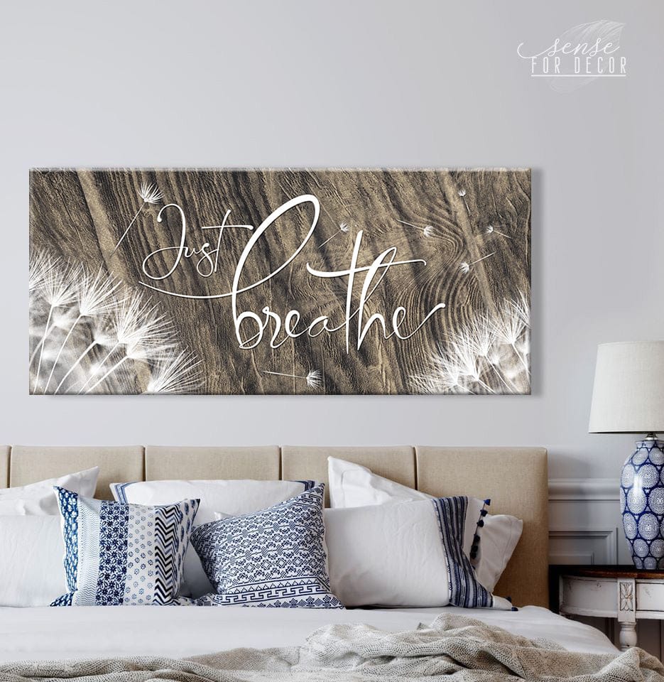 Ready-to-Hang Wood Frame Home Wall Art: Just Breathe V22