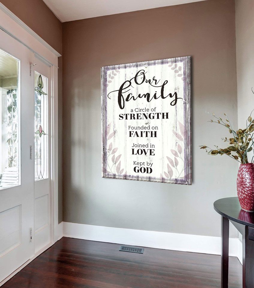 High - Quality Wood - Framed Our Family Circle Of Strength V4 Wall Art, Ready To Hang
