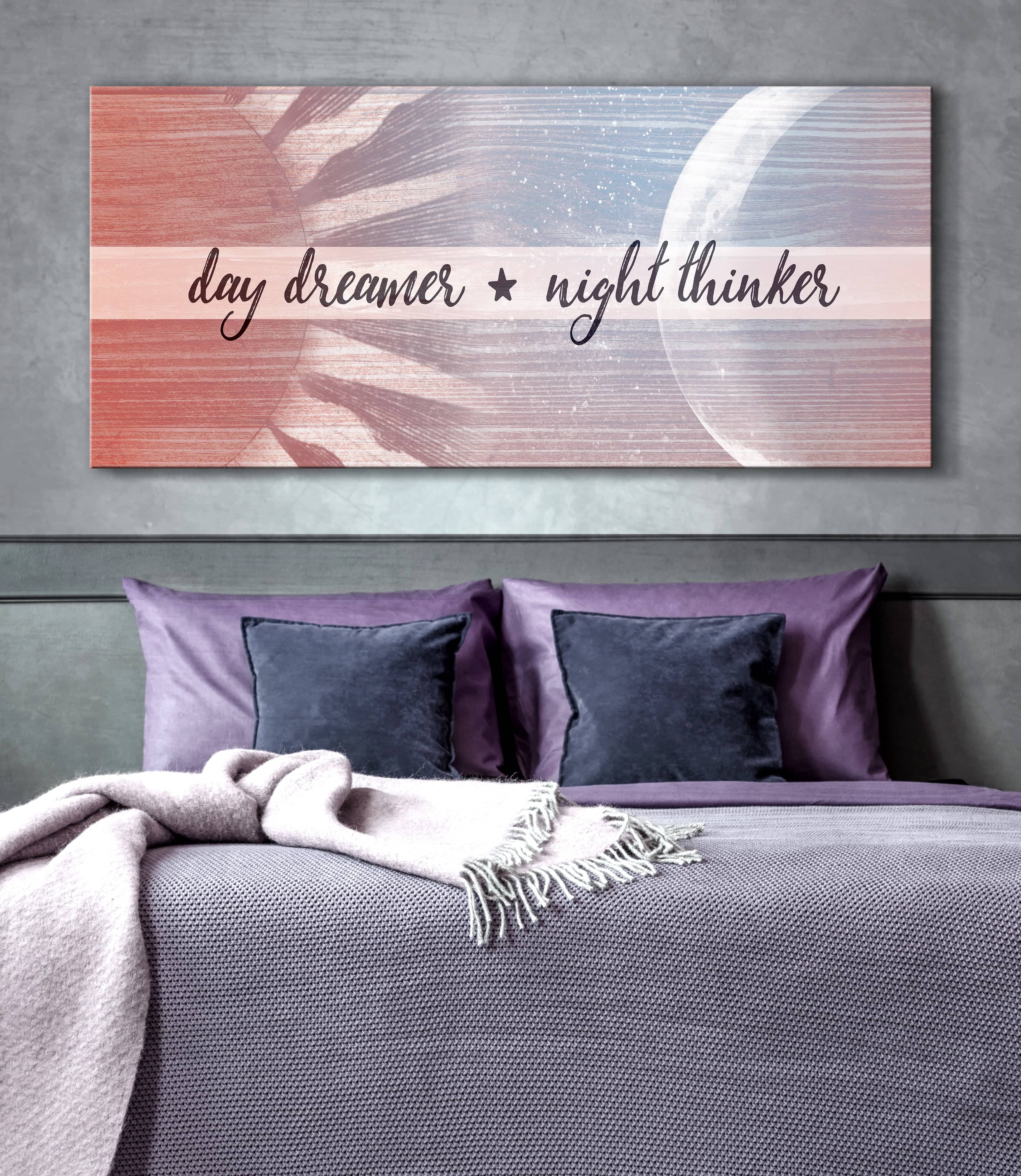 Exclusive Bedroom Wall Art - Day Dreamer Night Thinker with Wood Frame, Ready to Hang! Buy 2 Save 20%