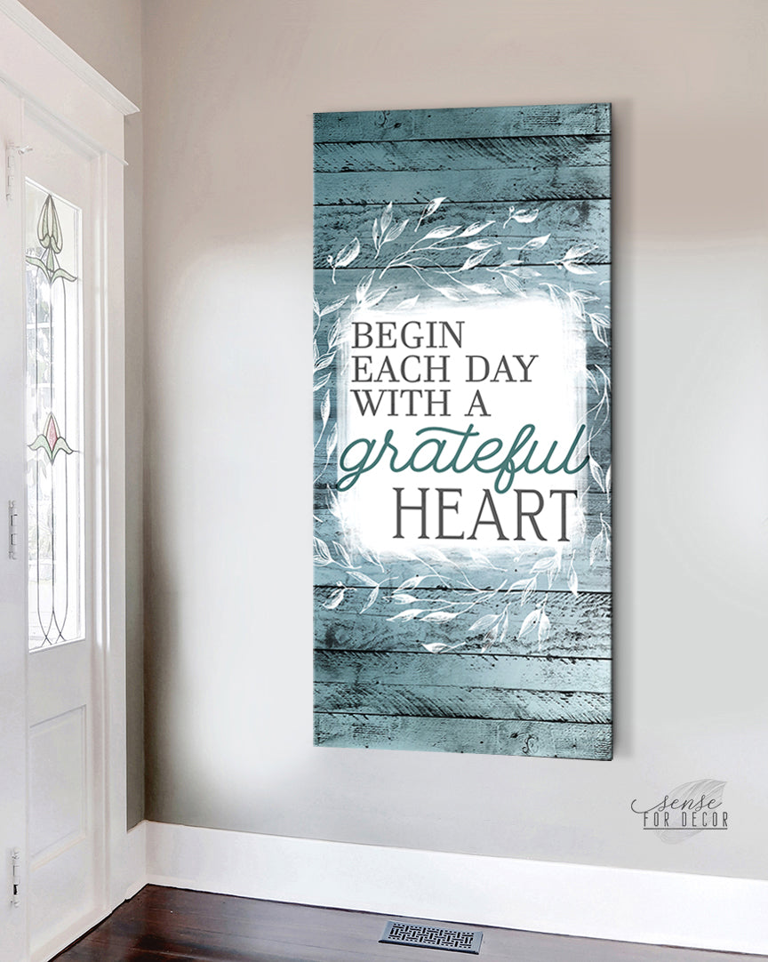 Exclusive Christian Wall Art: Start Each Day with a Grateful Heart - V7, Buy 2 Save 20%