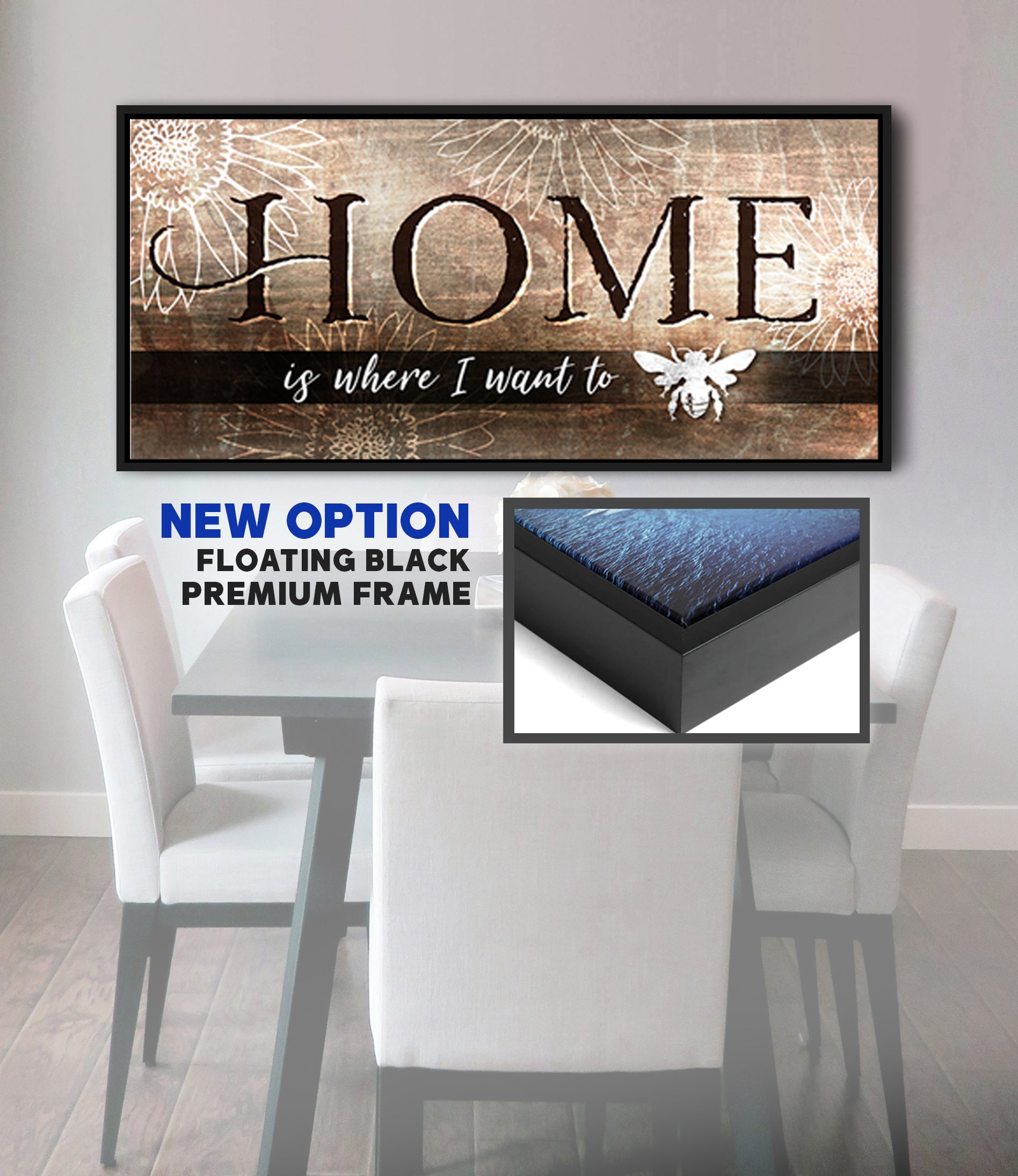 High - Quality Wood - Framed Wall Art: Home is Where I Want to BEE (Ready to Hang)