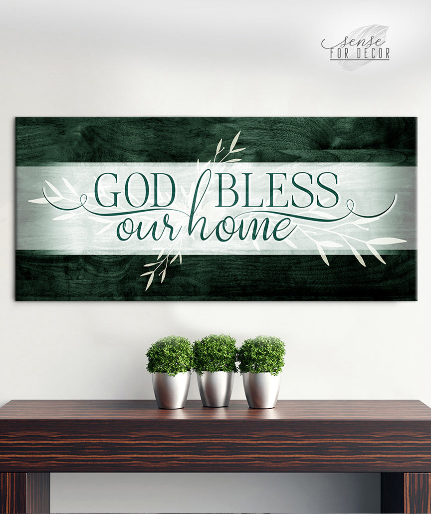 Hot Deal: Christian Wall Art - God Bless Our Home V2 (Wood Frame, Ready To Hang)