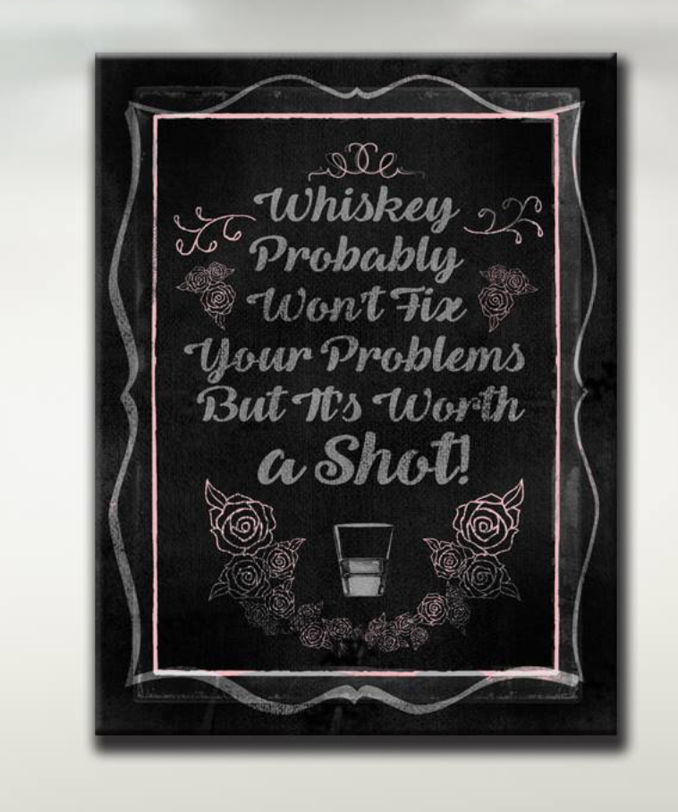 Hot Deal! Pink Whiskey Chalk Board Canvas Wall Art for Your Home Decor
