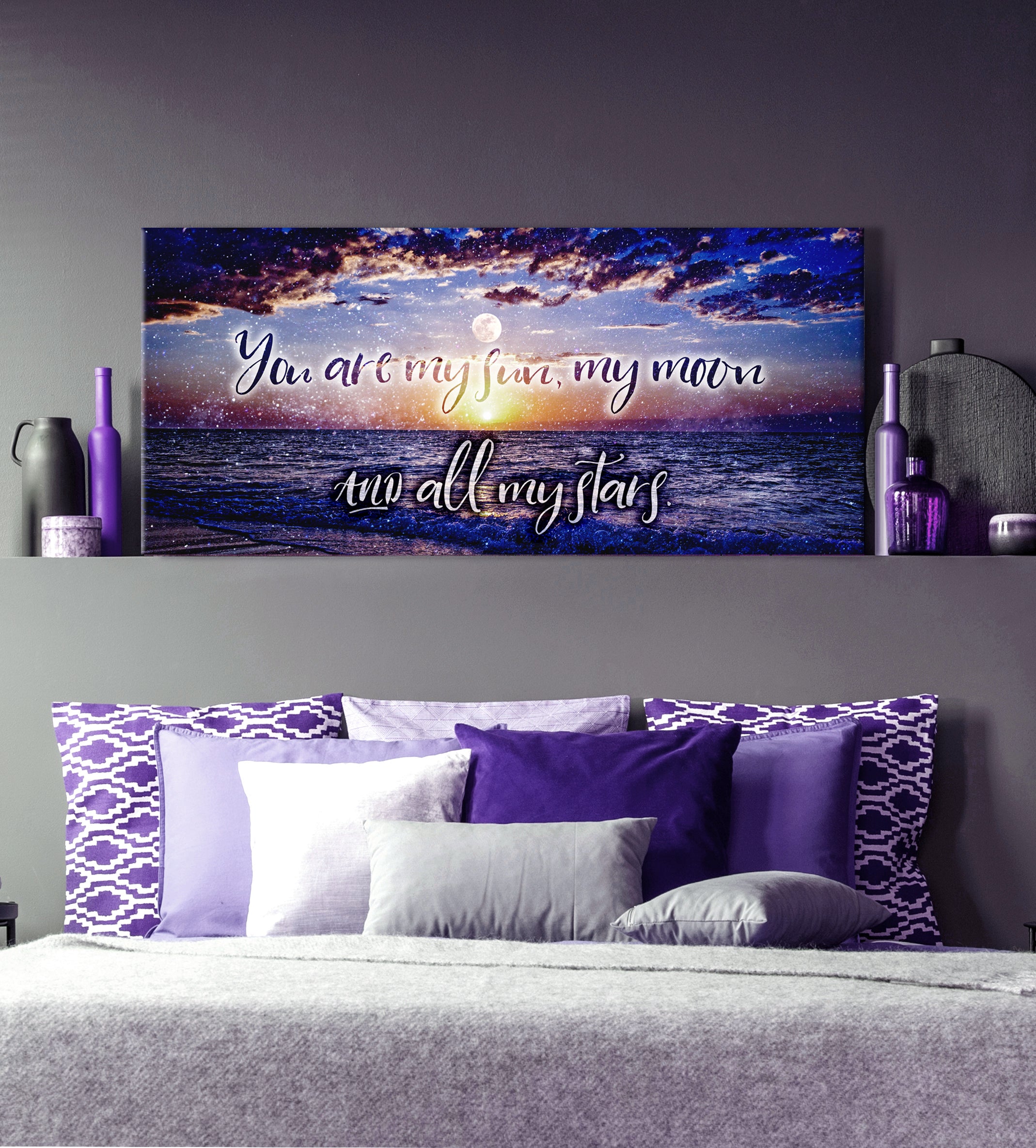 Hot! Couples Wall Art: You Are My Sun & Moon (Wood Frame, Ready to Hang)