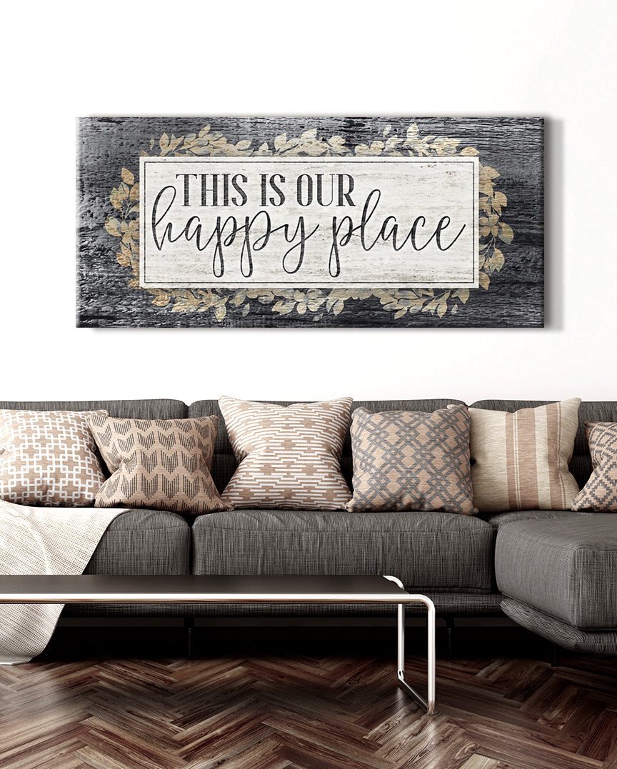 Exclusive Offer! High - quality 'This Is Our Happy Place V6' Wood - framed Wall Art Ready to Hang