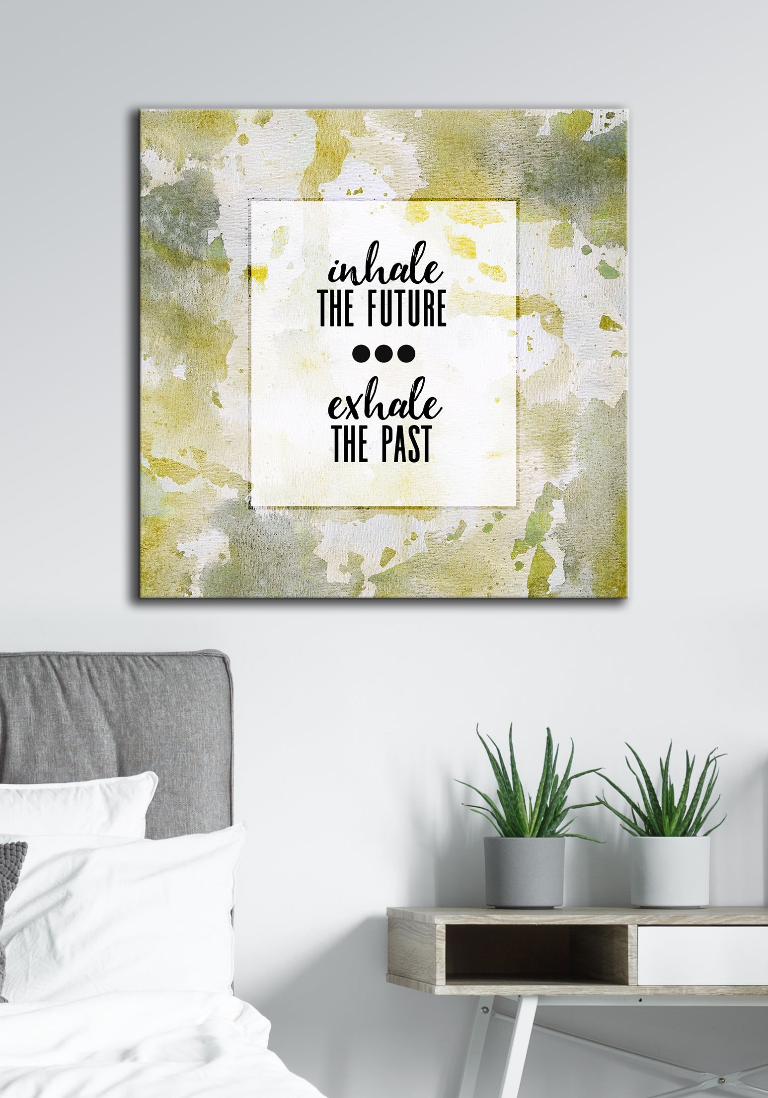 Powerful Women Inspirational Wall Art: Inhale Future with Wood Frame, Ready to Hang