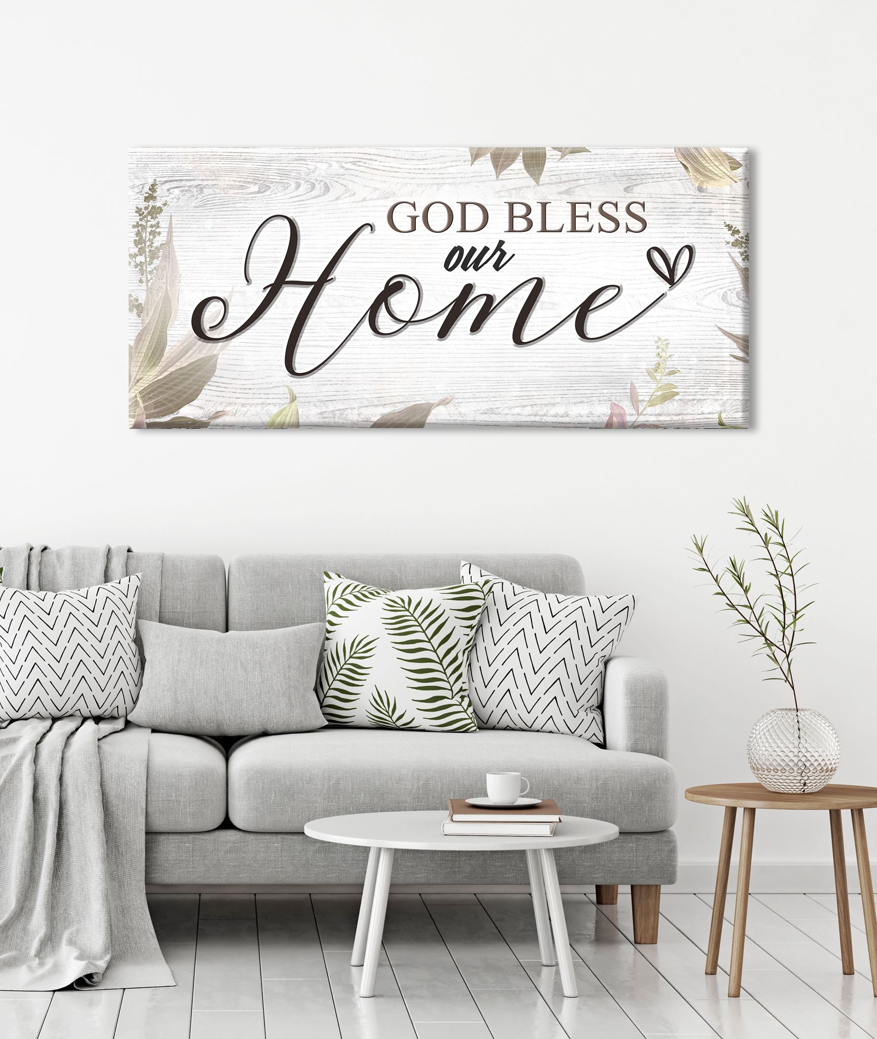 High - Quality Christian Wall Art: God Bless Our Home with Wood Frame, Ready to Hang