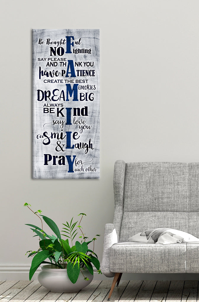 FAMILY SIGN Wall Art with Wood Frame - Ready to Hang! Buy 2, Save 20%