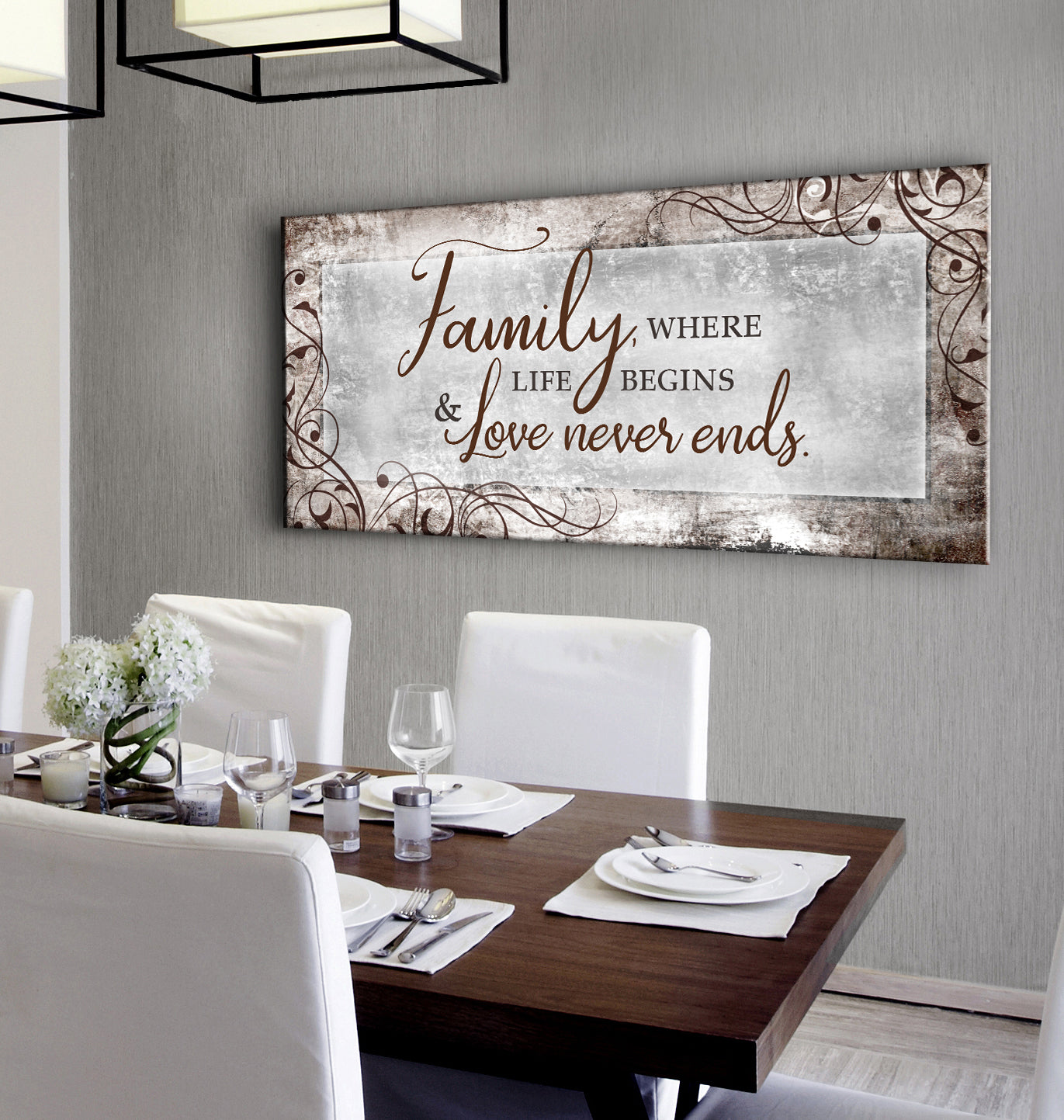 Family Wall Decor: Family Where Life Begins V7 with Wood Frame, Ready to Hang! Buy 2 Save 20%