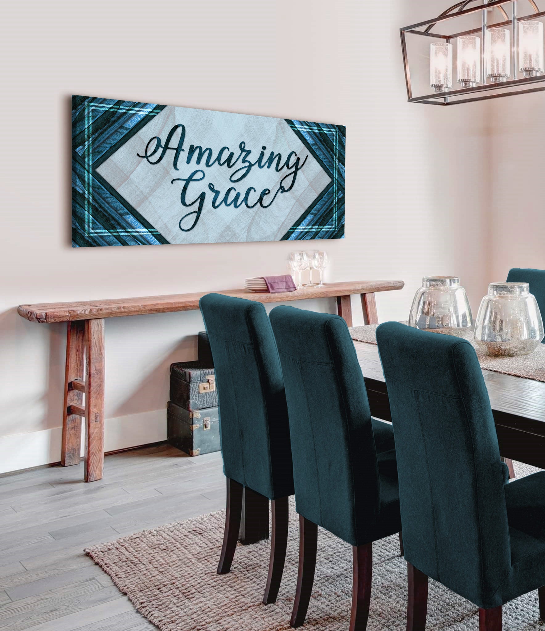 Stunning Christian Wall Art: Amazing Grace V9 with Ready - to - Hang Wood Frame