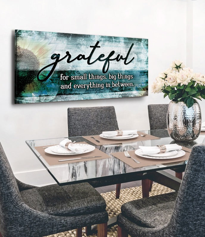 Christian Wall Art - Grateful For Small Things V2 (Ready-To-Hang Wood Frame) | Buy 2, Save 20%