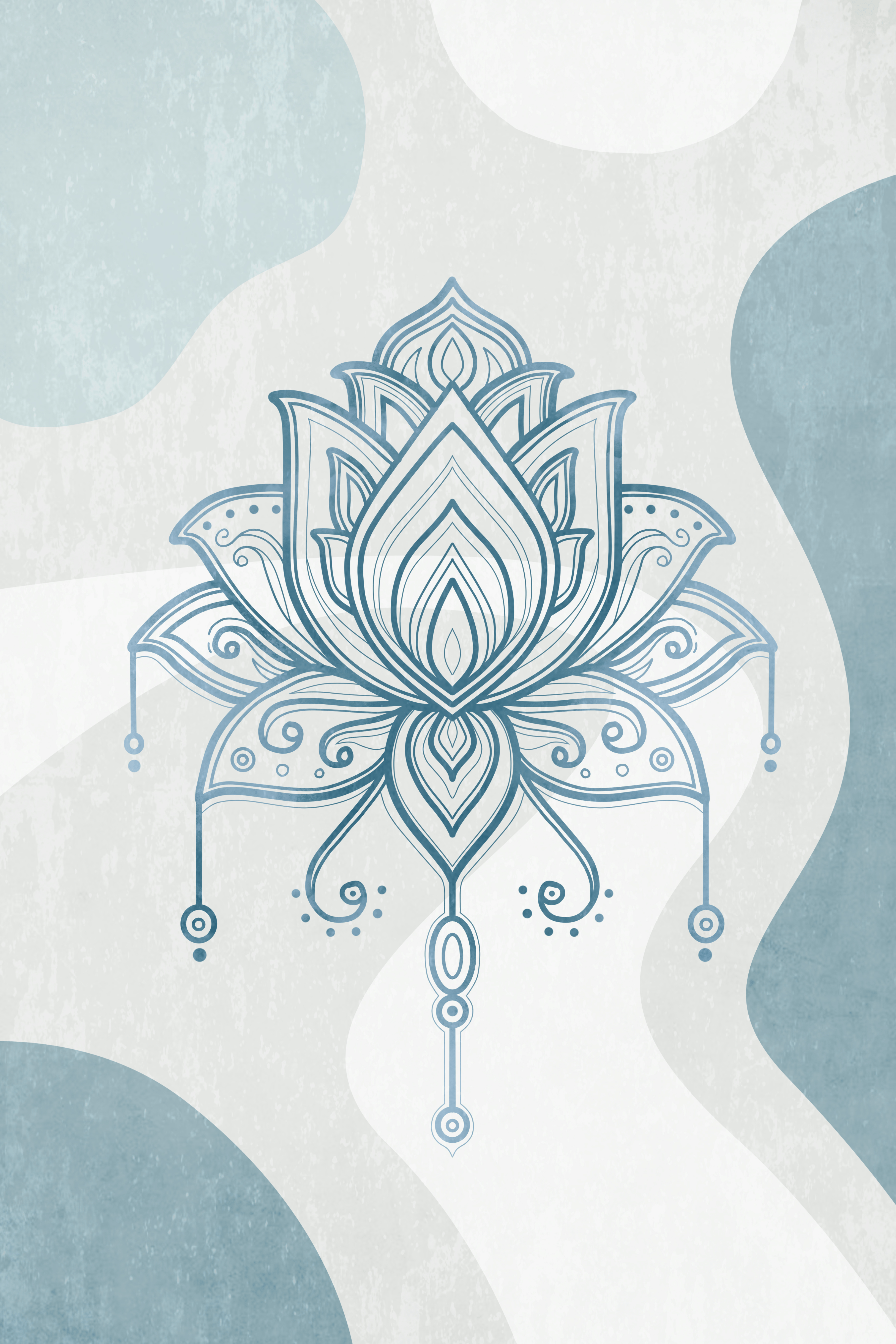 Ready-to-Hang Boho Lotus Wall Art with Wood Frame