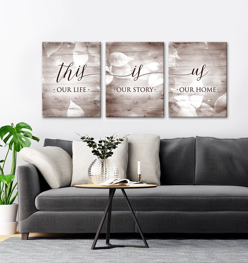 High - Quality Wood - Framed Couples Wall Art Set of 3, Ready To Hang