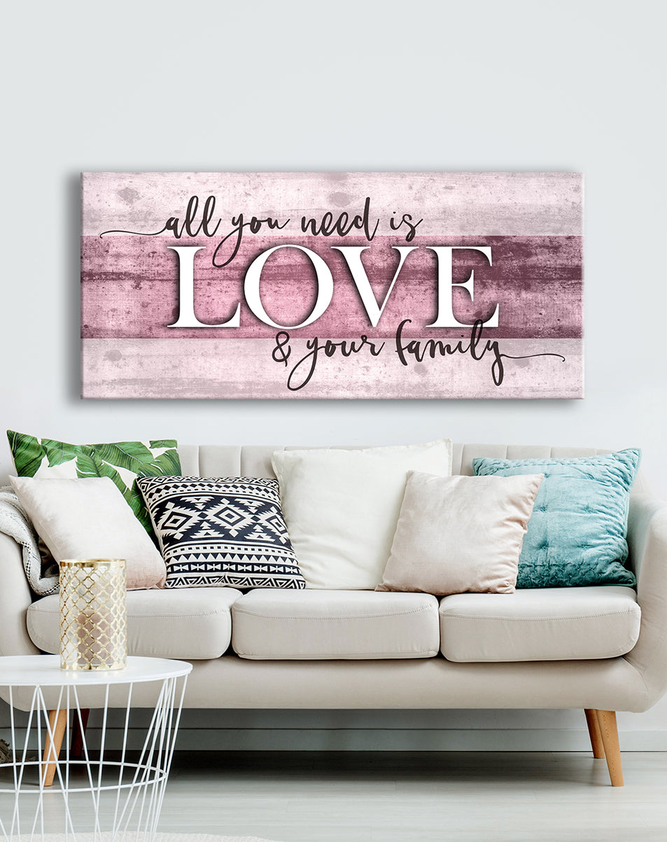 Hot! Family Wall Art: All You Need Is Love And Family (Wood Frame, Ready To Hang)