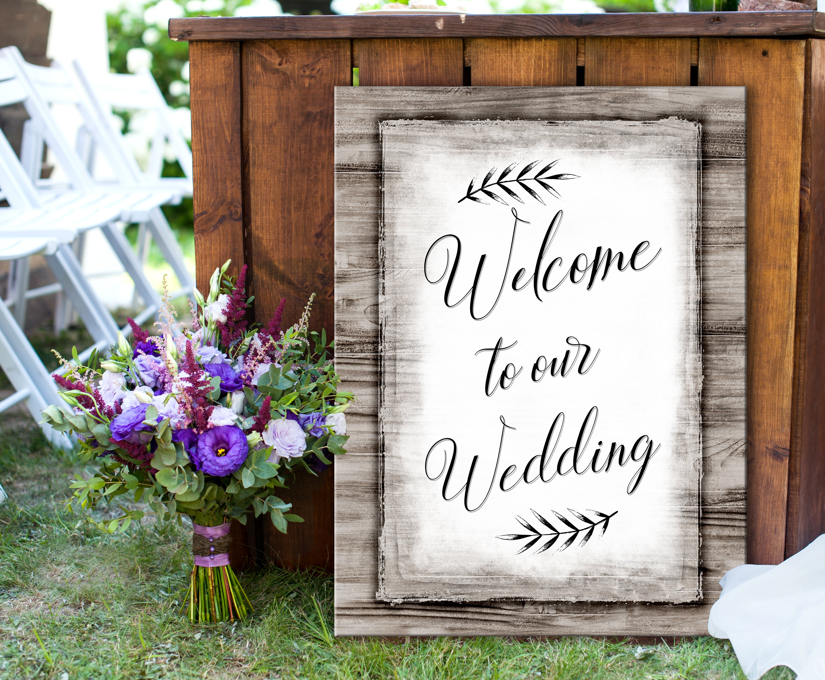 Exclusive Wedding Wall Art: Welcome To Our Wedding - Wood Frame, Ready To Hang! Buy 2 Save 20%