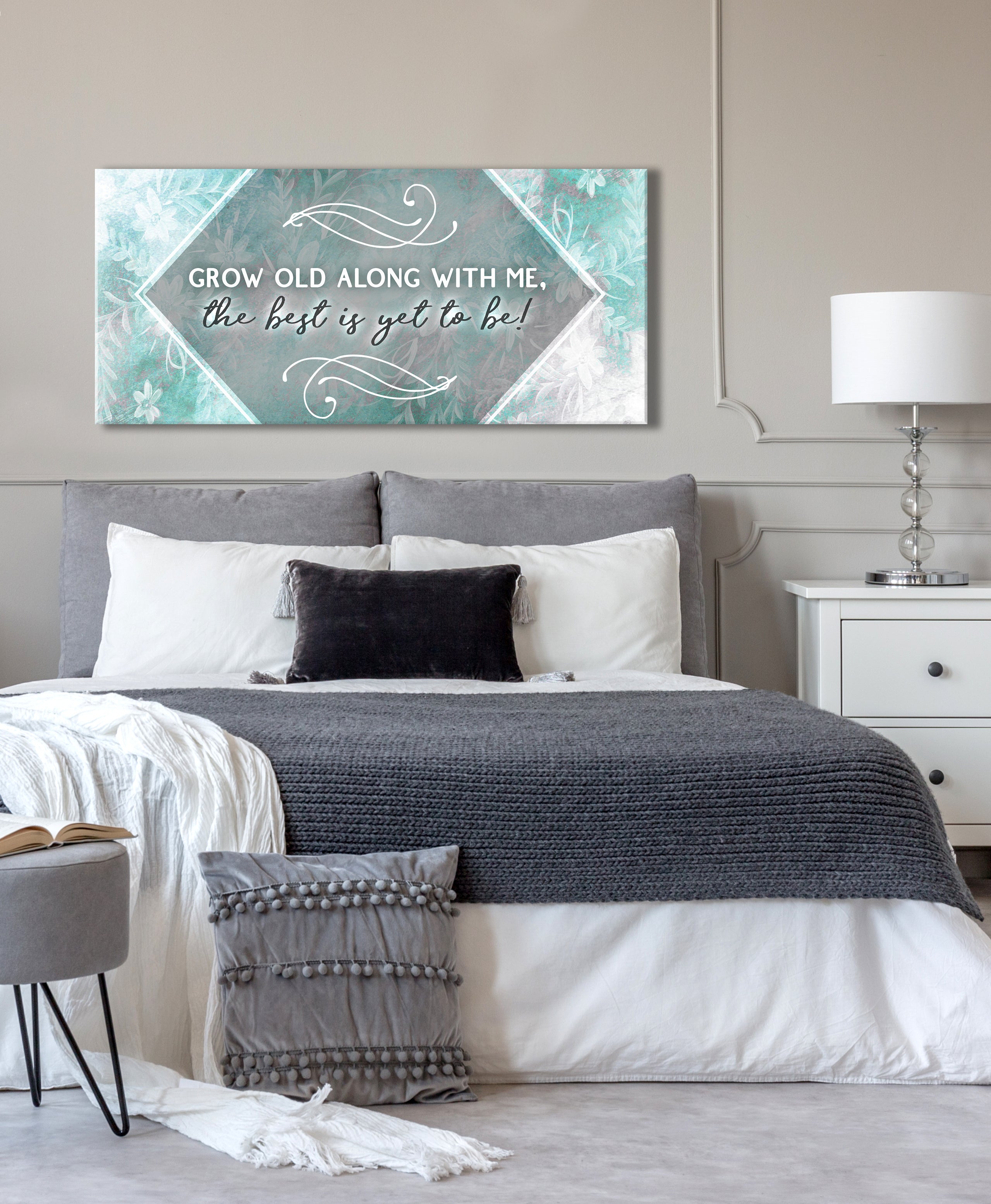 Exclusive Couples Wall Art - 'Grow Old With Me' V8 in Wood Frame, Ready to Hang! Buy 2, Save 20%
