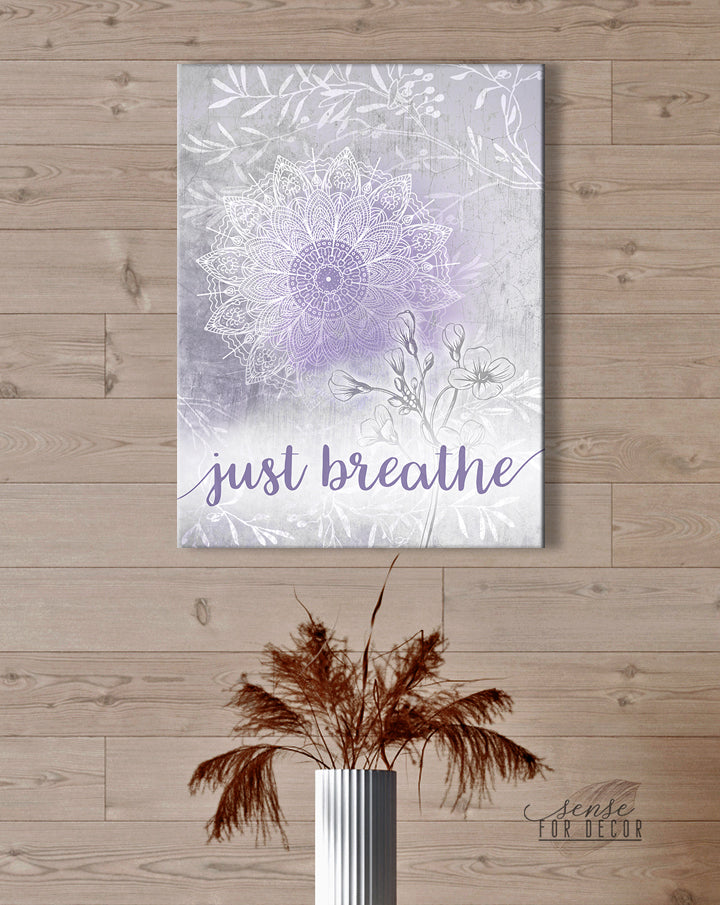 Exclusive! Ready - To - Hang 'Just Breathe V10' Home Wall Art with Wood Frame