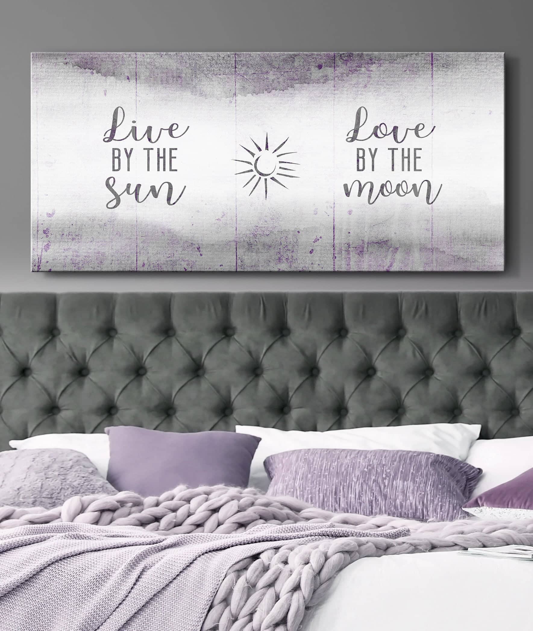 Hot Deal! Bedroom Wall Art - Live By The Sun Love By The Moon V4 (Wood Frame, Ready To Hang)