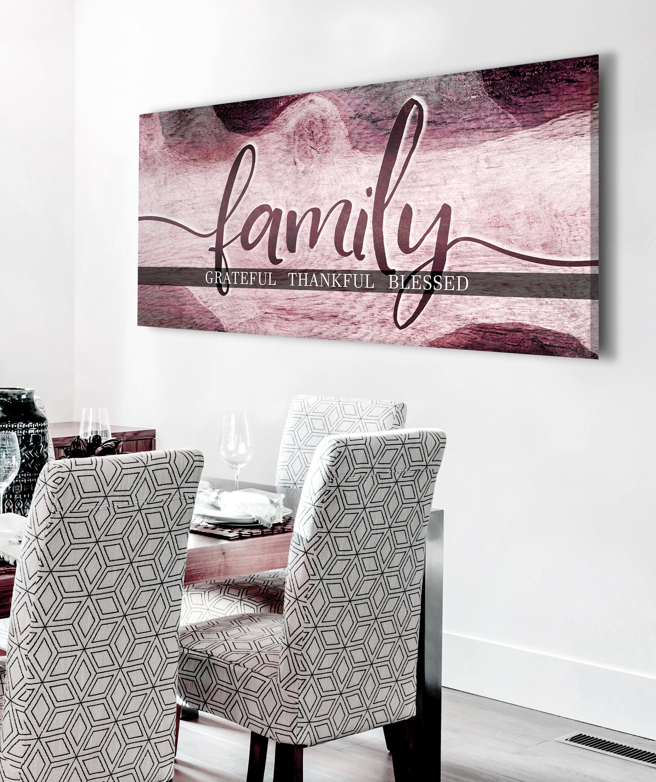 Exclusive Family Wall Art: 'Grateful, Thankful, Blessed' V3 with Wood Frame, Ready to Hang - Buy 2 Save 20%