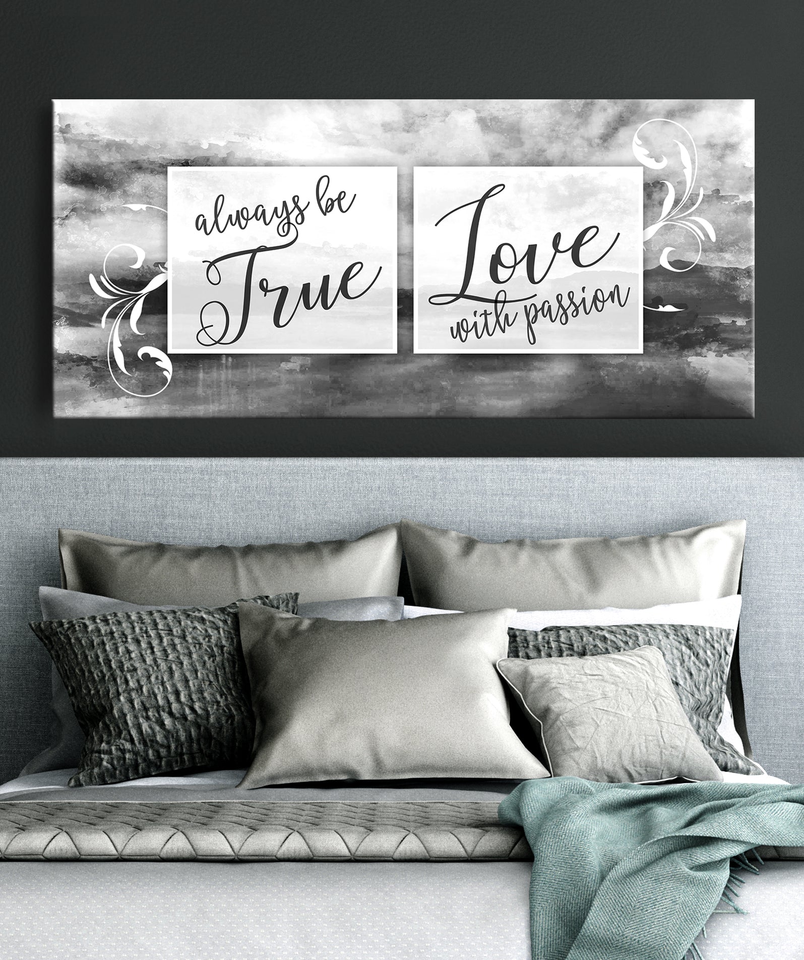 Hot! Couples Wall Art: Always True and Love Passionately (Wood Frame, Ready to Hang)