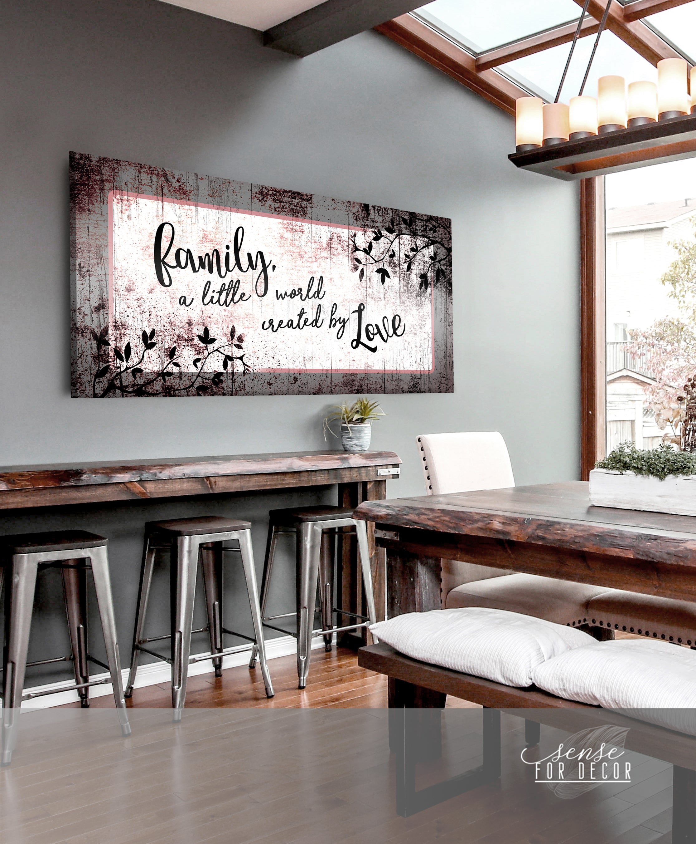 High - quality Wood - framed Family Wall Art: A Little World of Love (Ready To Hang)