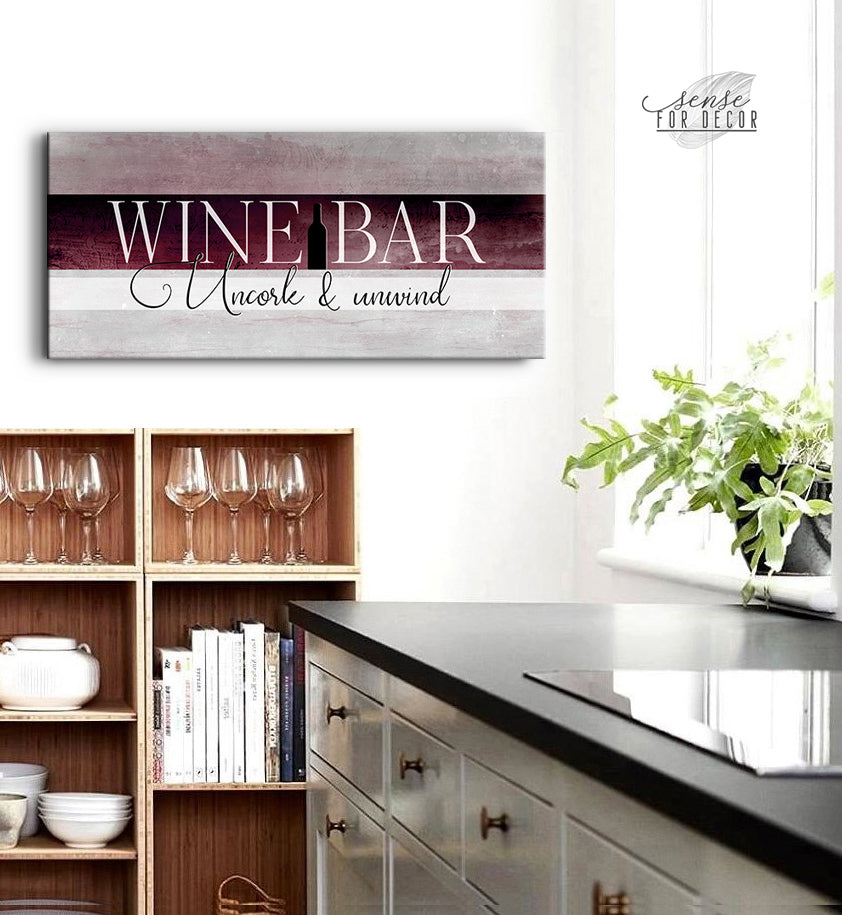 Hot Sale! Ready-to-Hang Wine Wall Art with Wood Frame for Wine Bar Relaxation