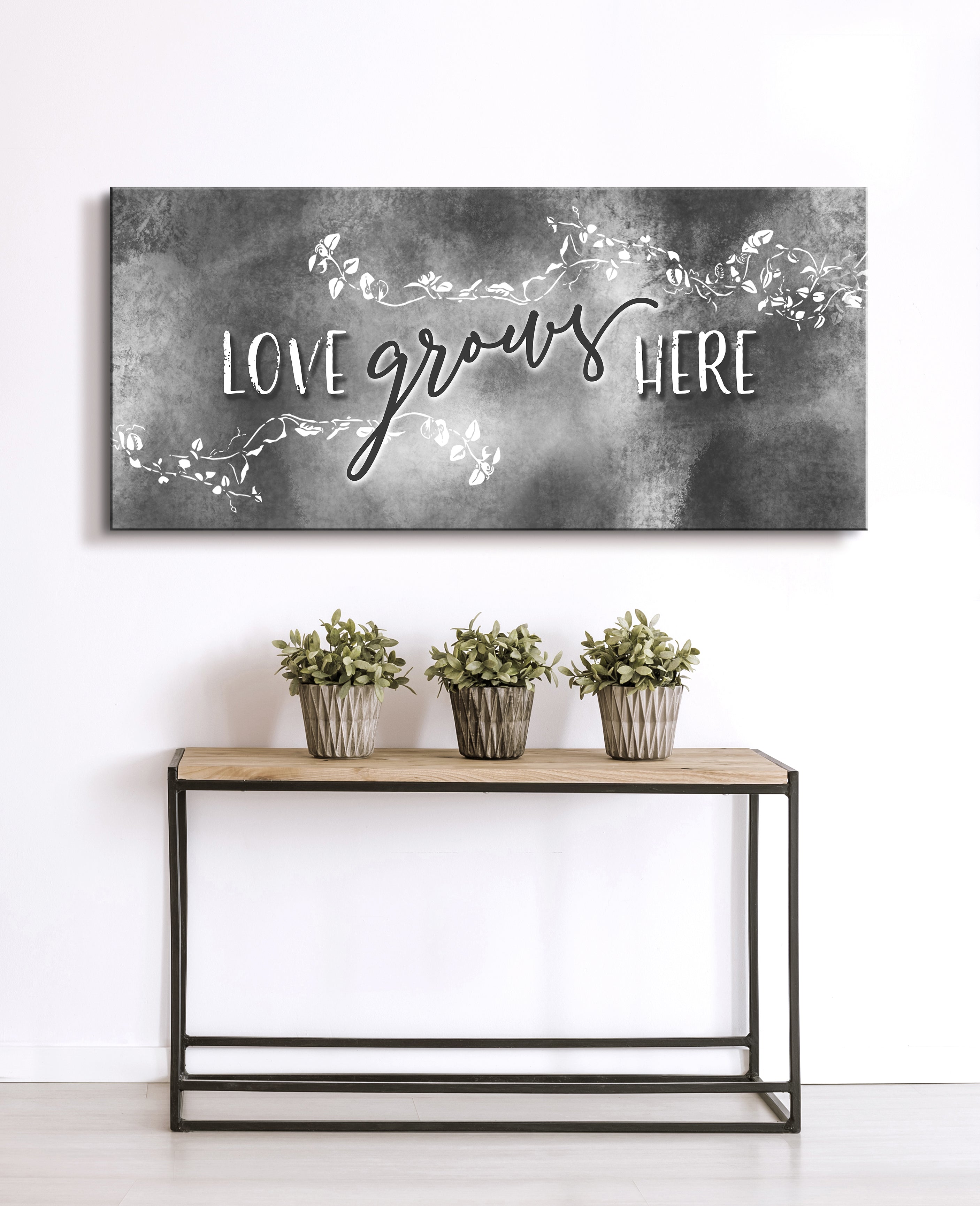 Hot! Ready - To - Hang Love Grows Here V2 Home Wall Art with Wood Frame