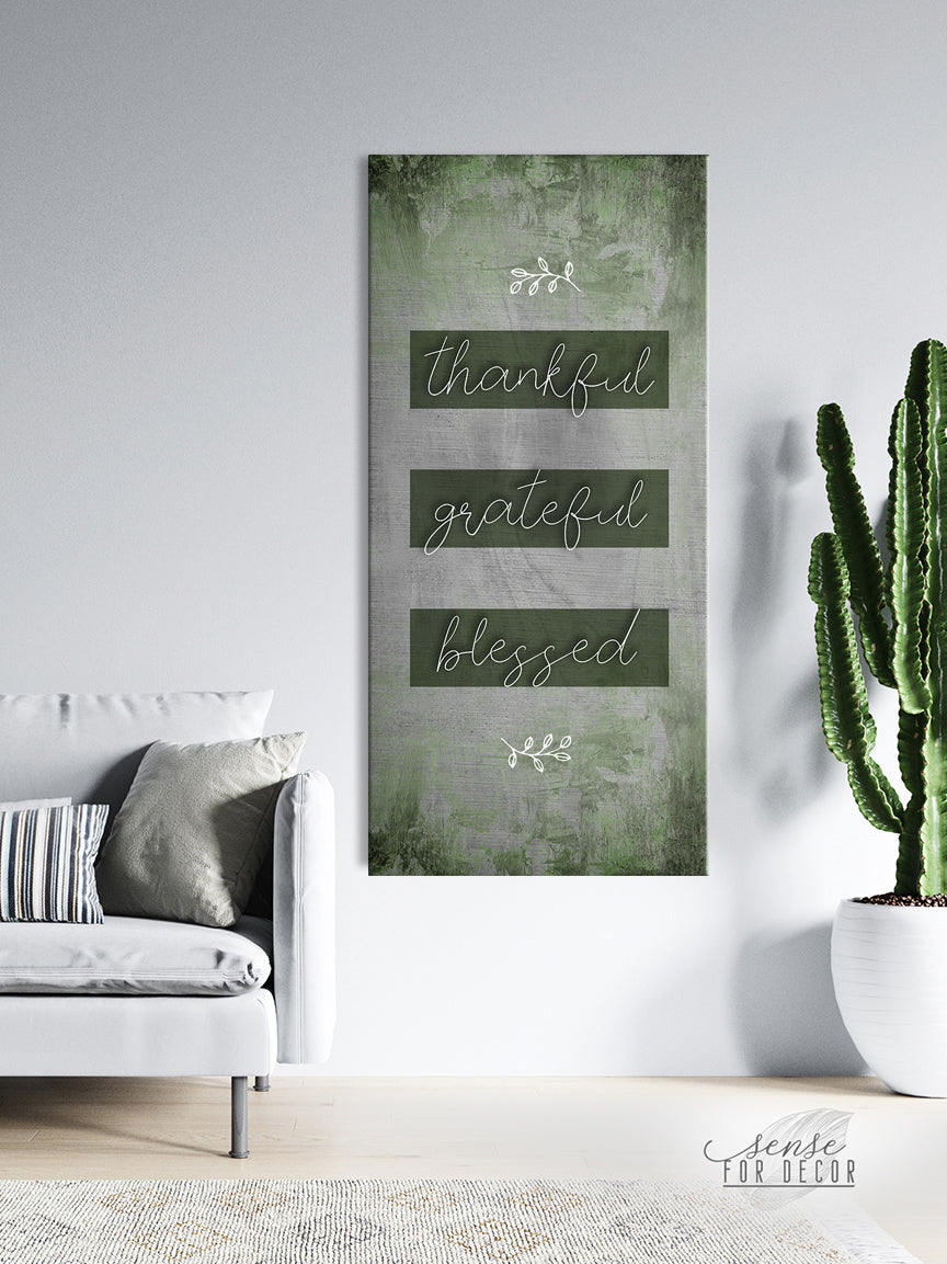 Hot Deal! Christian Wall Art - Thankful Grateful Blessed V14 with Wood Frame, Ready to Hang