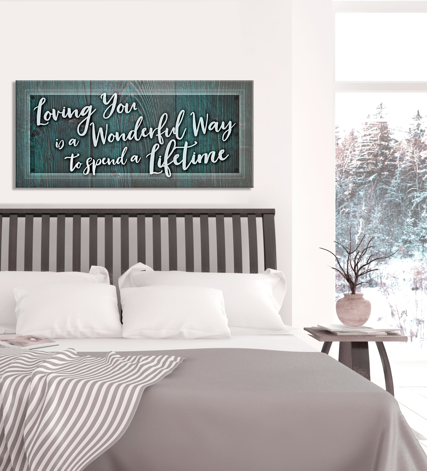 Hot Deal! Couples Wall Art - Loving You Is A Wonderful Way V4 (Wood Frame, Ready To Hang)